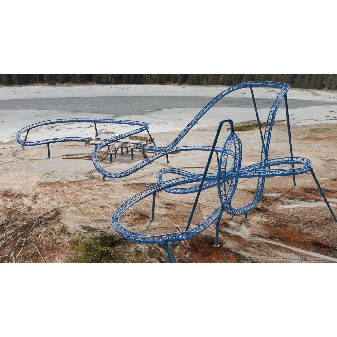 Rollercoaster 3D Model – Low Poly Game Asset, FBX, OBJ - View 11