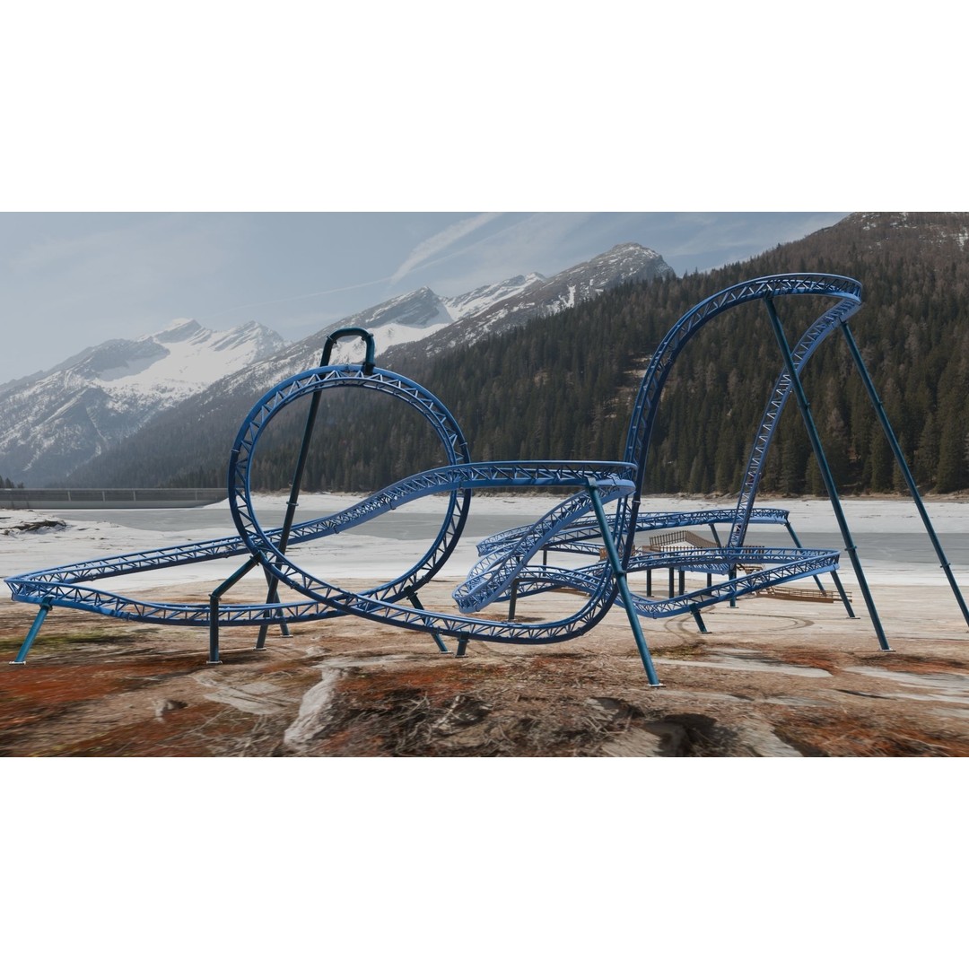 Rollercoaster 3D Model – Low Poly Game Asset, FBX, OBJ - View 12