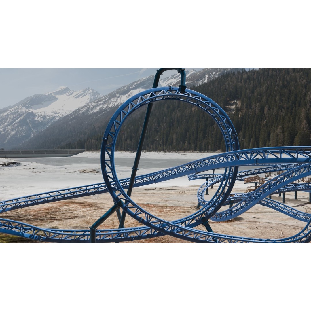 Rollercoaster 3D Model – Low Poly Game Asset, FBX, OBJ - View 4