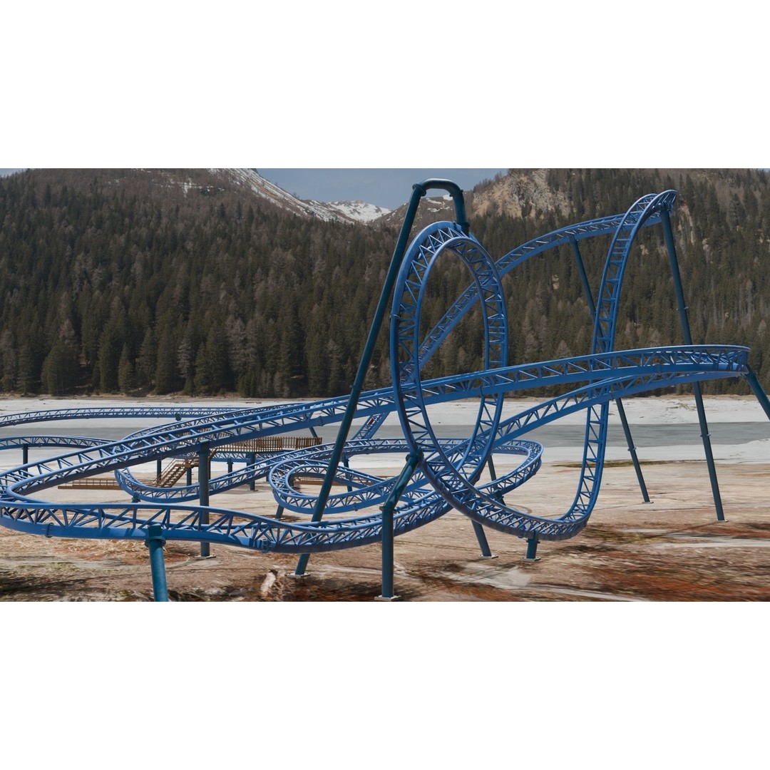 Rollercoaster 3D Model – Low Poly Game Asset, FBX, OBJ - View 5