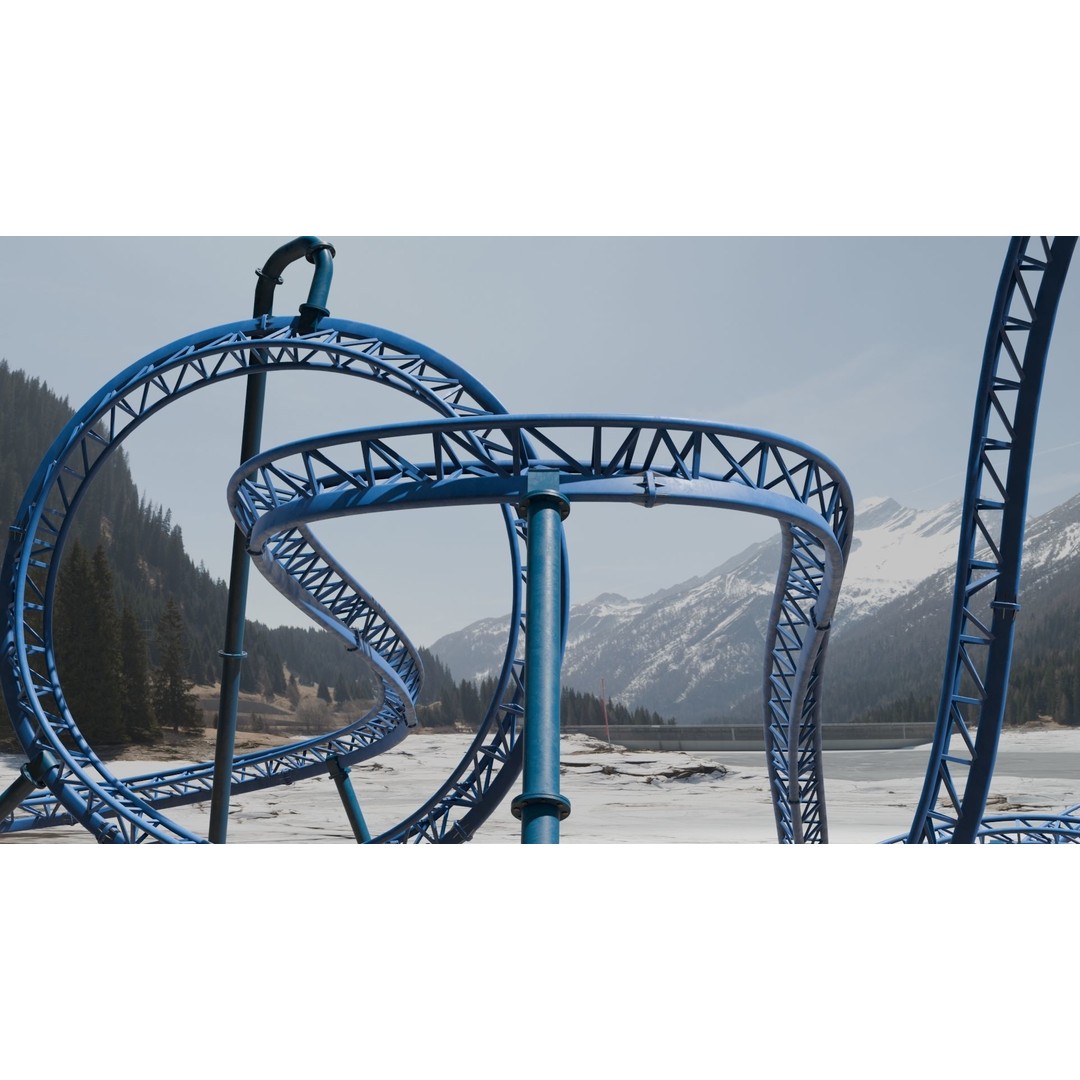 Rollercoaster 3D Model – Low Poly Game Asset, FBX, OBJ - View 7