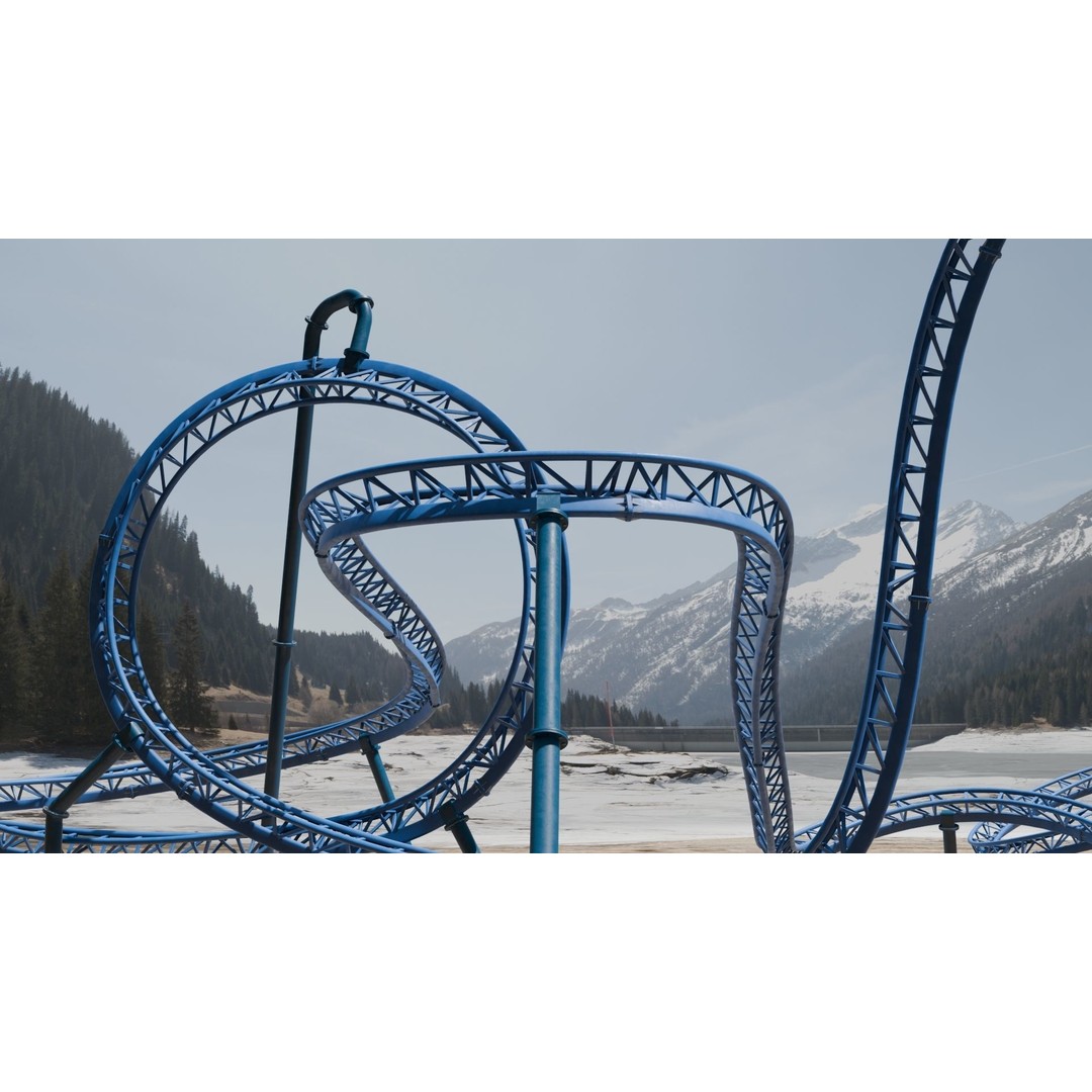 Rollercoaster 3D Model – Low Poly Game Asset, FBX, OBJ - View 8