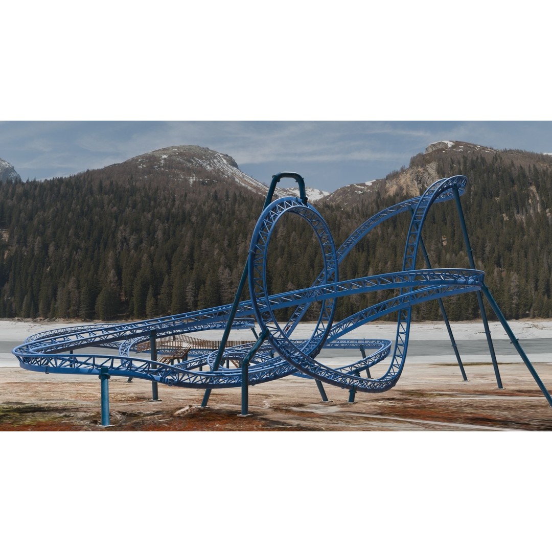Rollercoaster 3D Model – Low Poly Game Asset, FBX, OBJ - View 9