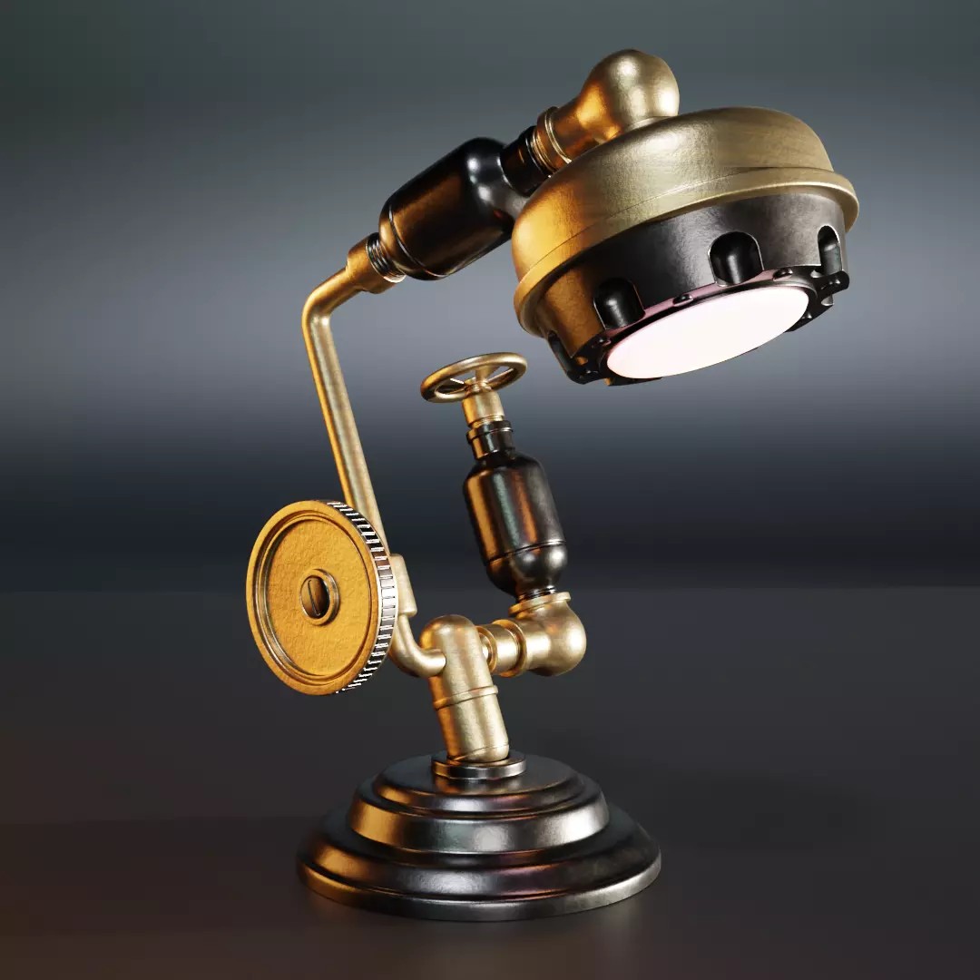 Vintage Lab Lamp 3D Model – Antique Lighting Asset, FBX - View 2