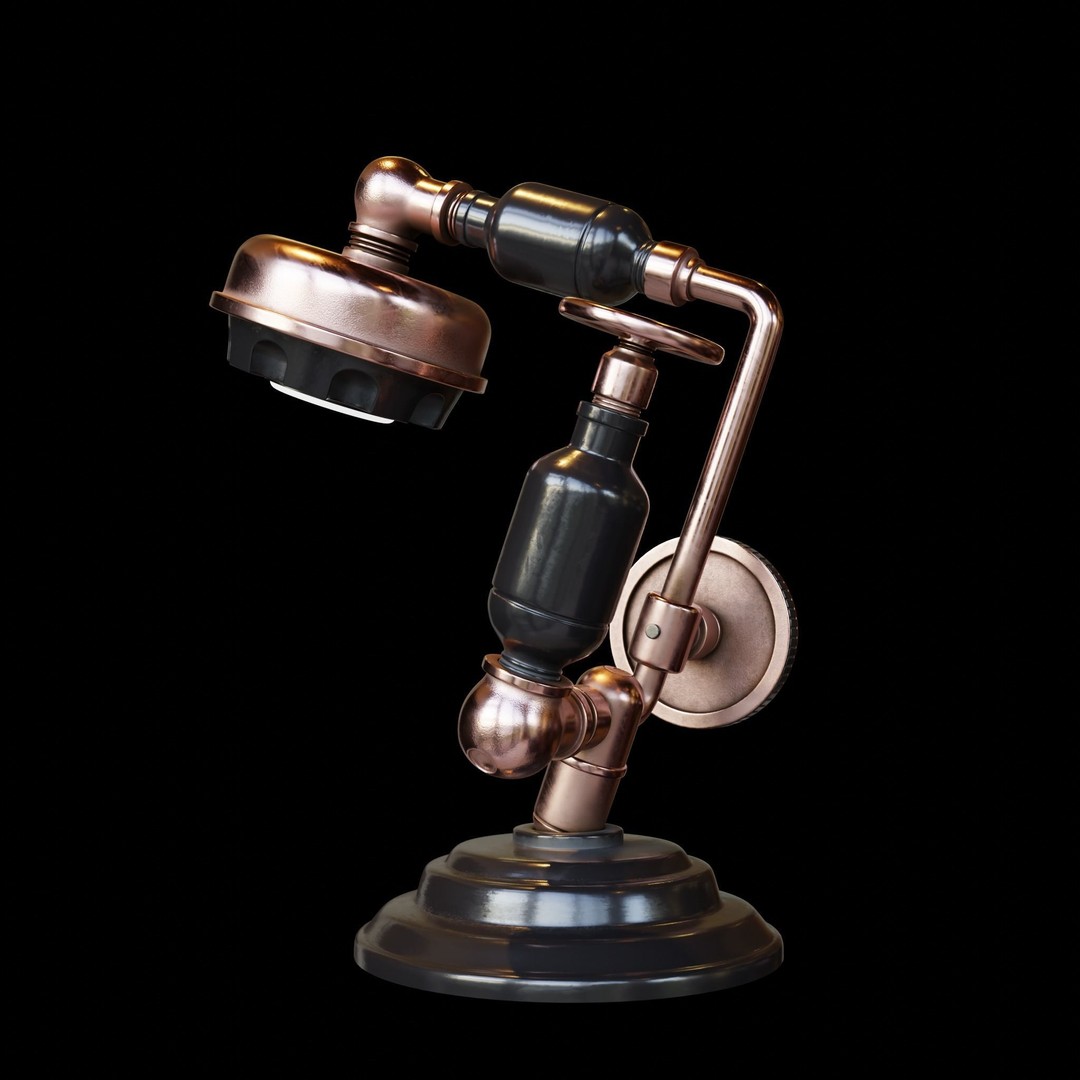 Vintage Lab Lamp 3D Model – Antique Lighting Asset, FBX - View 4