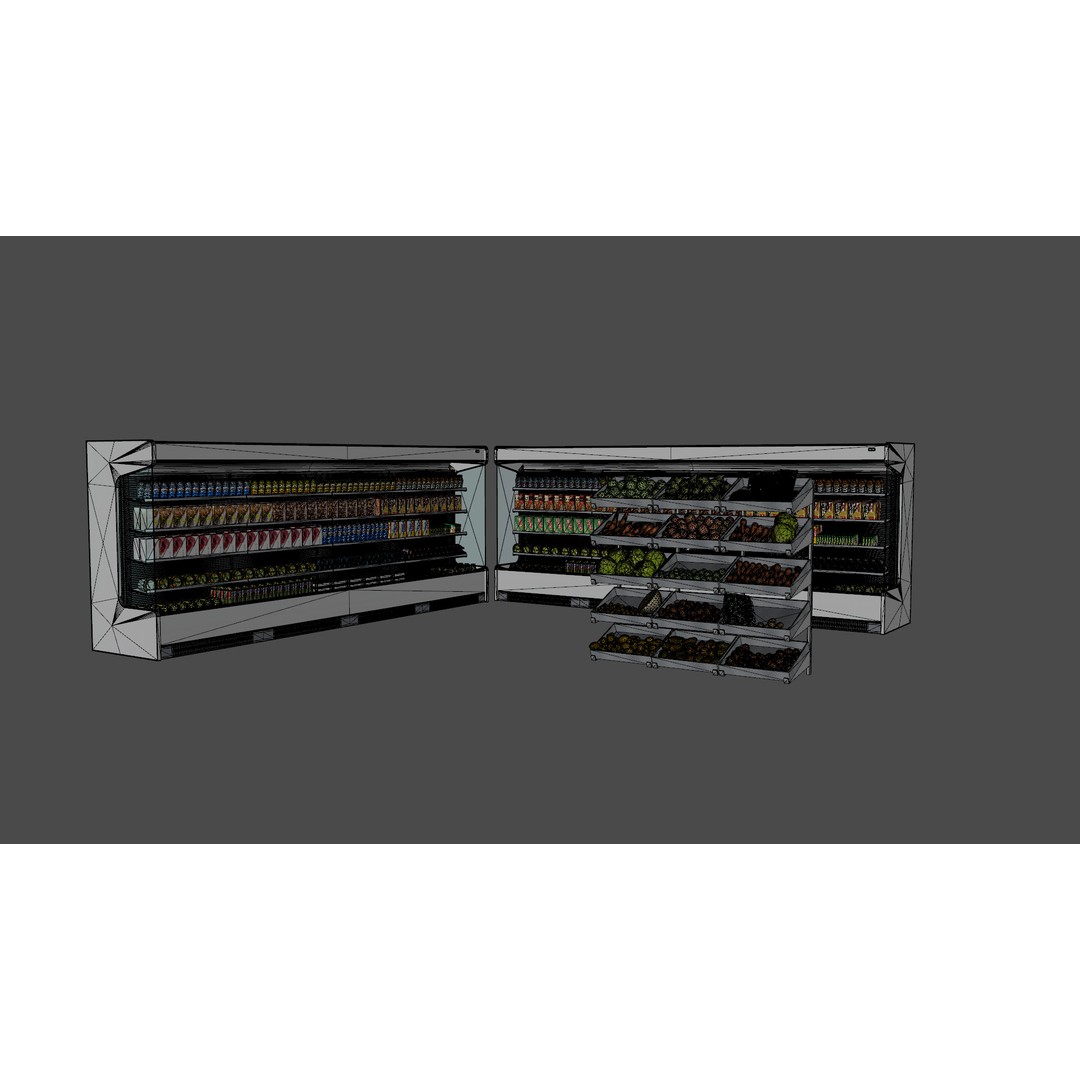 Supermarket Shelves 3D Model – Low Poly PBR Game Asset, FBX - View 10