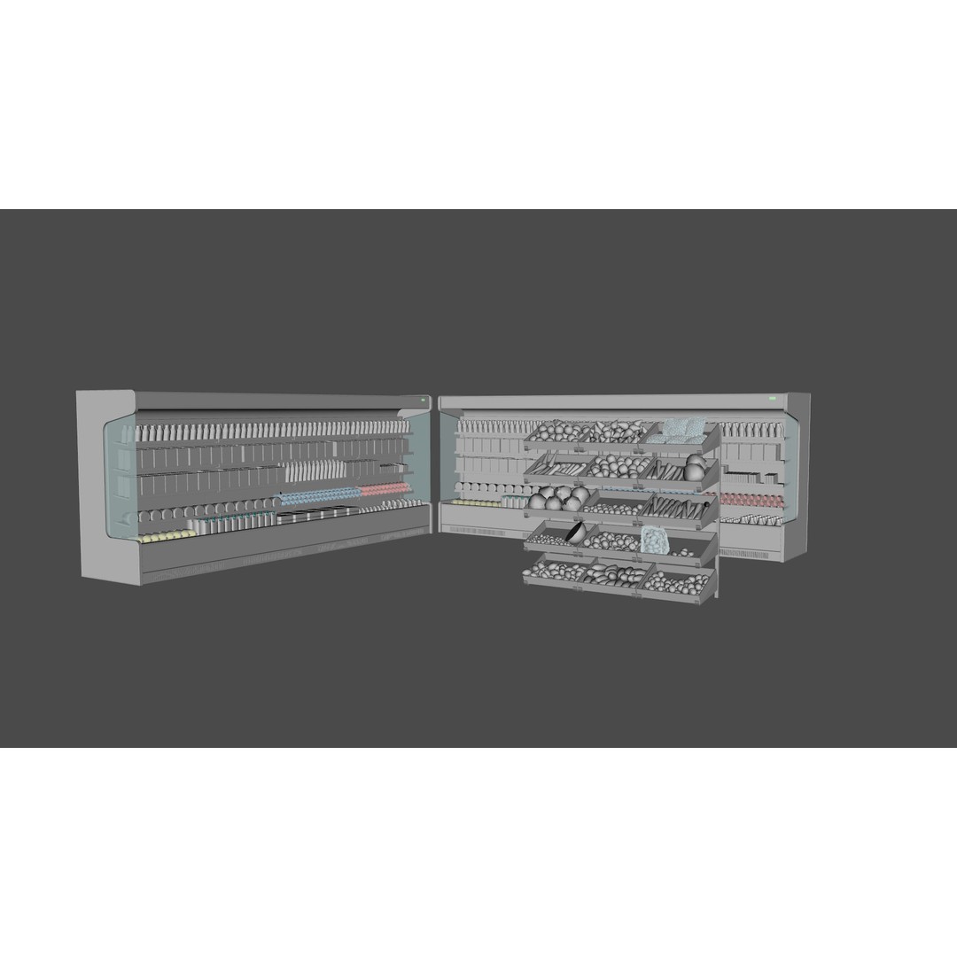 Supermarket Shelves 3D Model – Low Poly PBR Game Asset, FBX - View 12