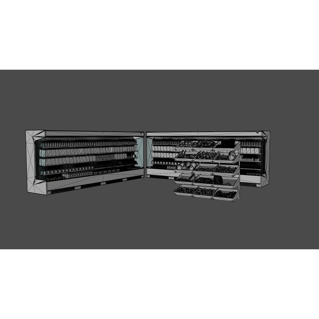 Supermarket Shelves 3D Model – Low Poly PBR Game Asset, FBX - View 13