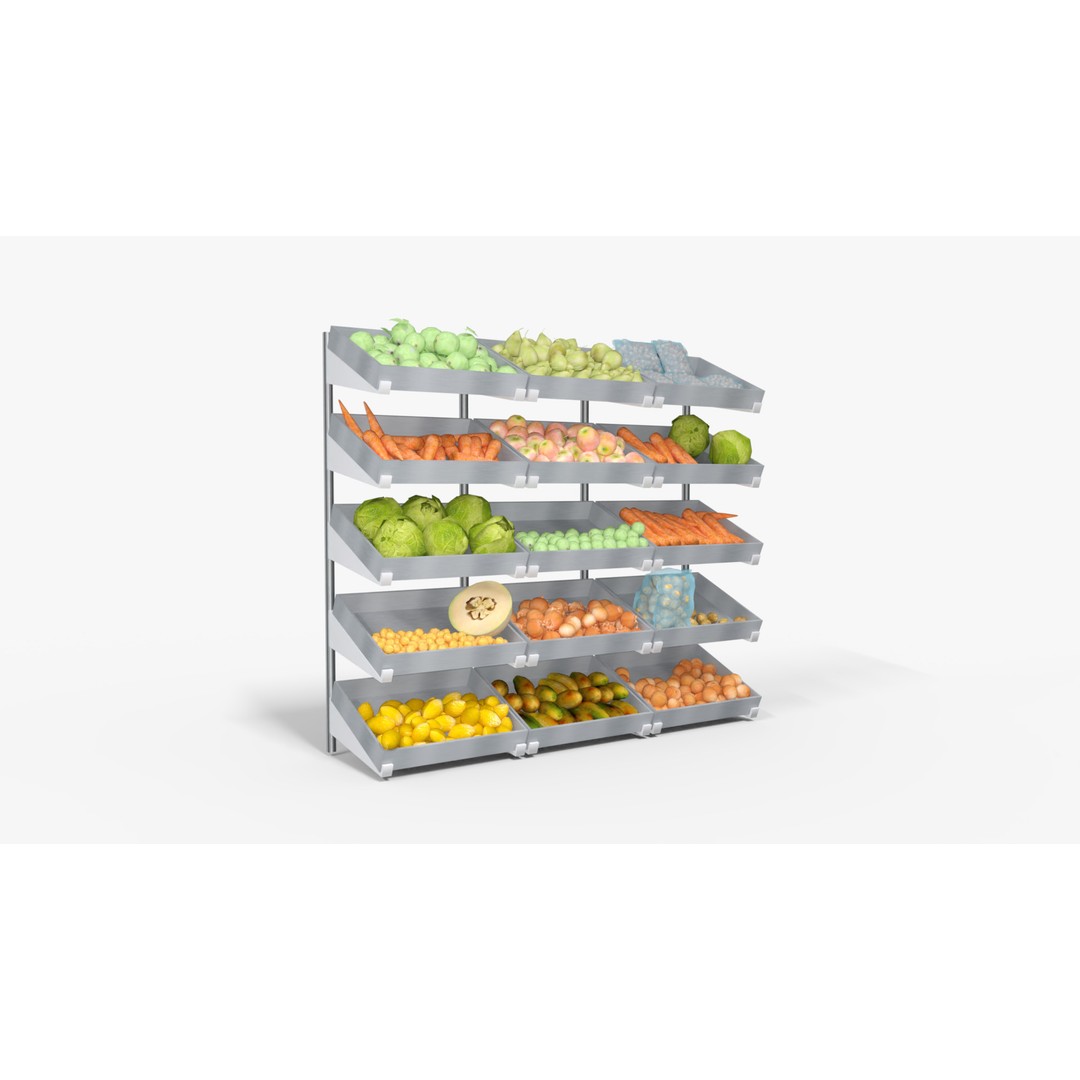 Supermarket Shelves 3D Model – Low Poly PBR Game Asset, FBX - View 5