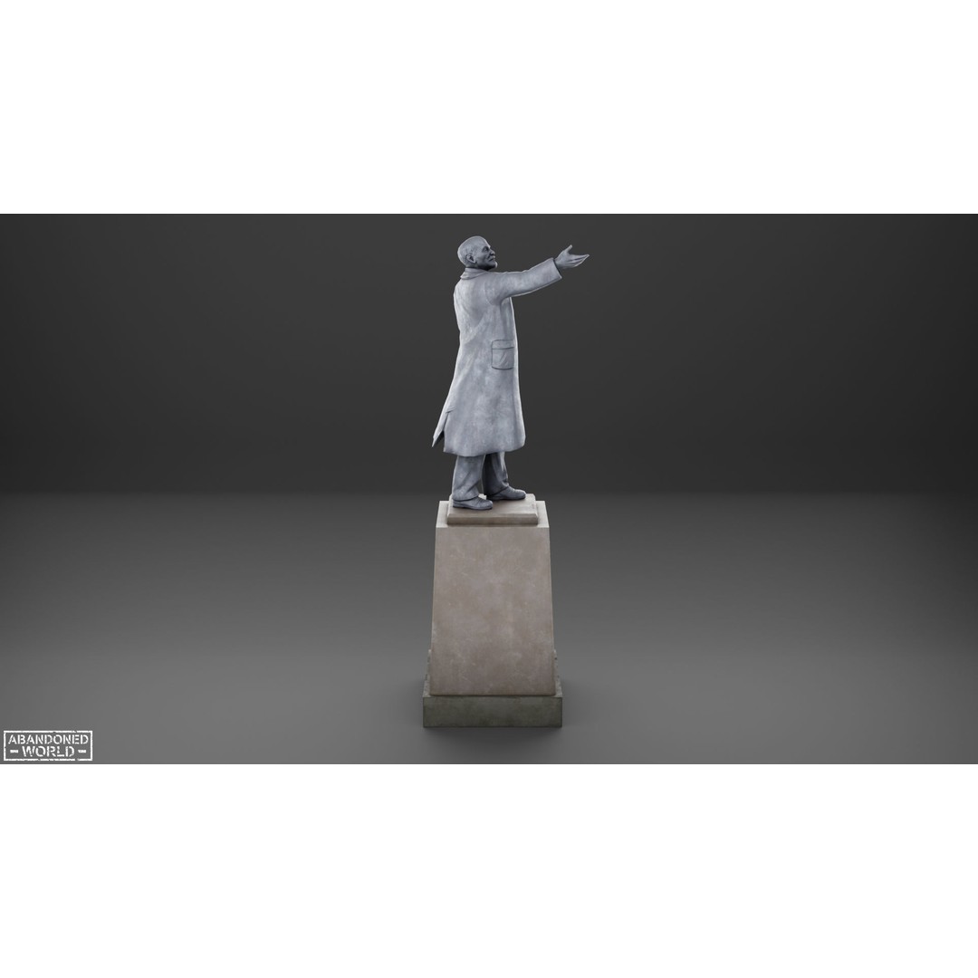 Lenin Statue 3D Model – Low Poly Game Ready PBR Asset for Unity - View 12