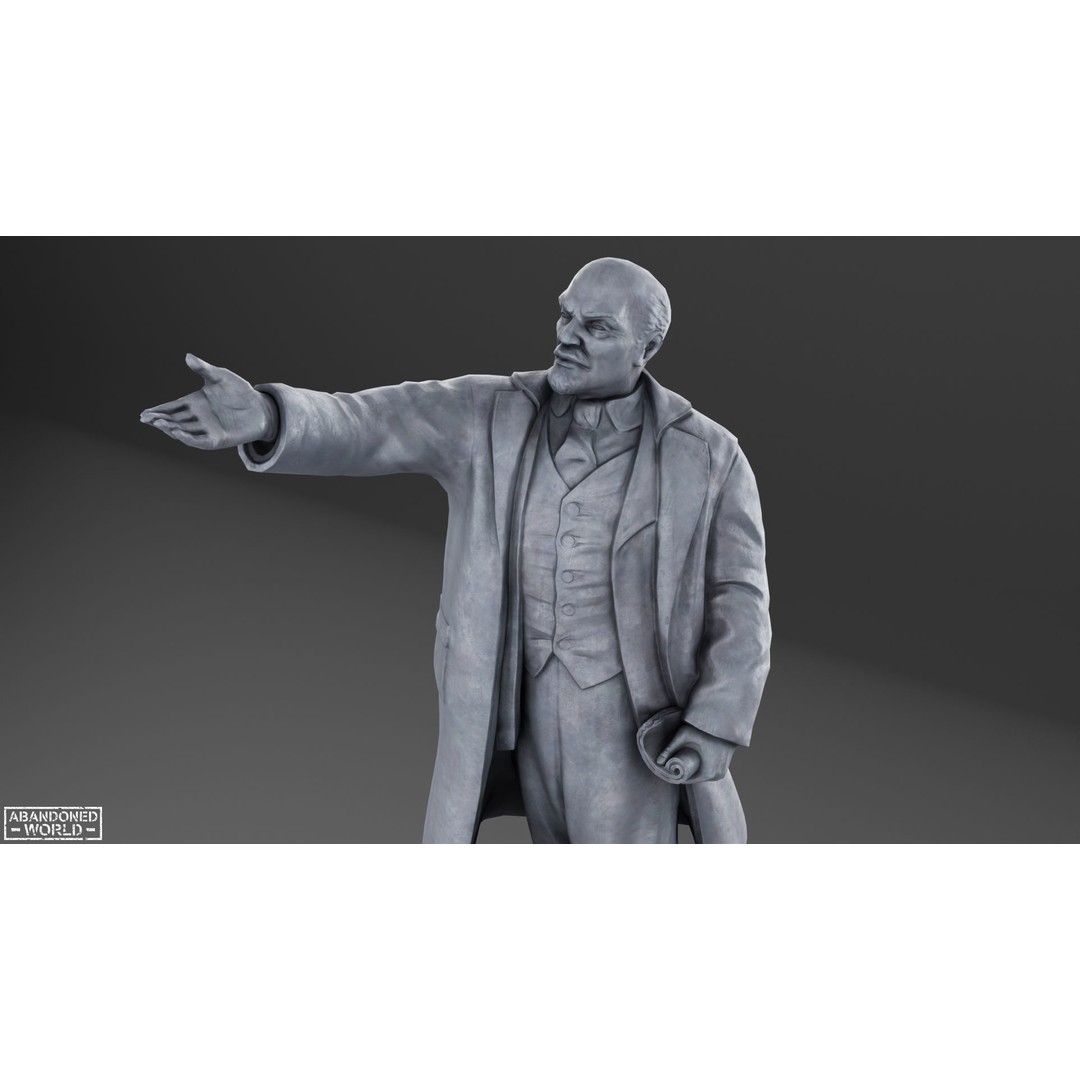 Lenin Statue 3D Model – Low Poly Game Ready PBR Asset for Unity - View 14