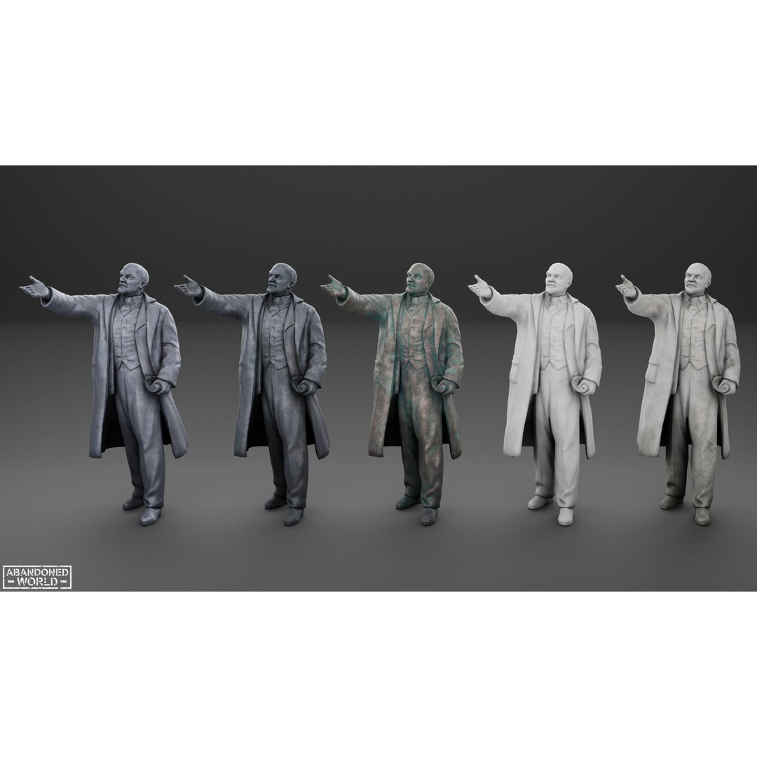 Lenin Statue 3D Model – Low Poly Game Ready PBR Asset for Unity - View 20