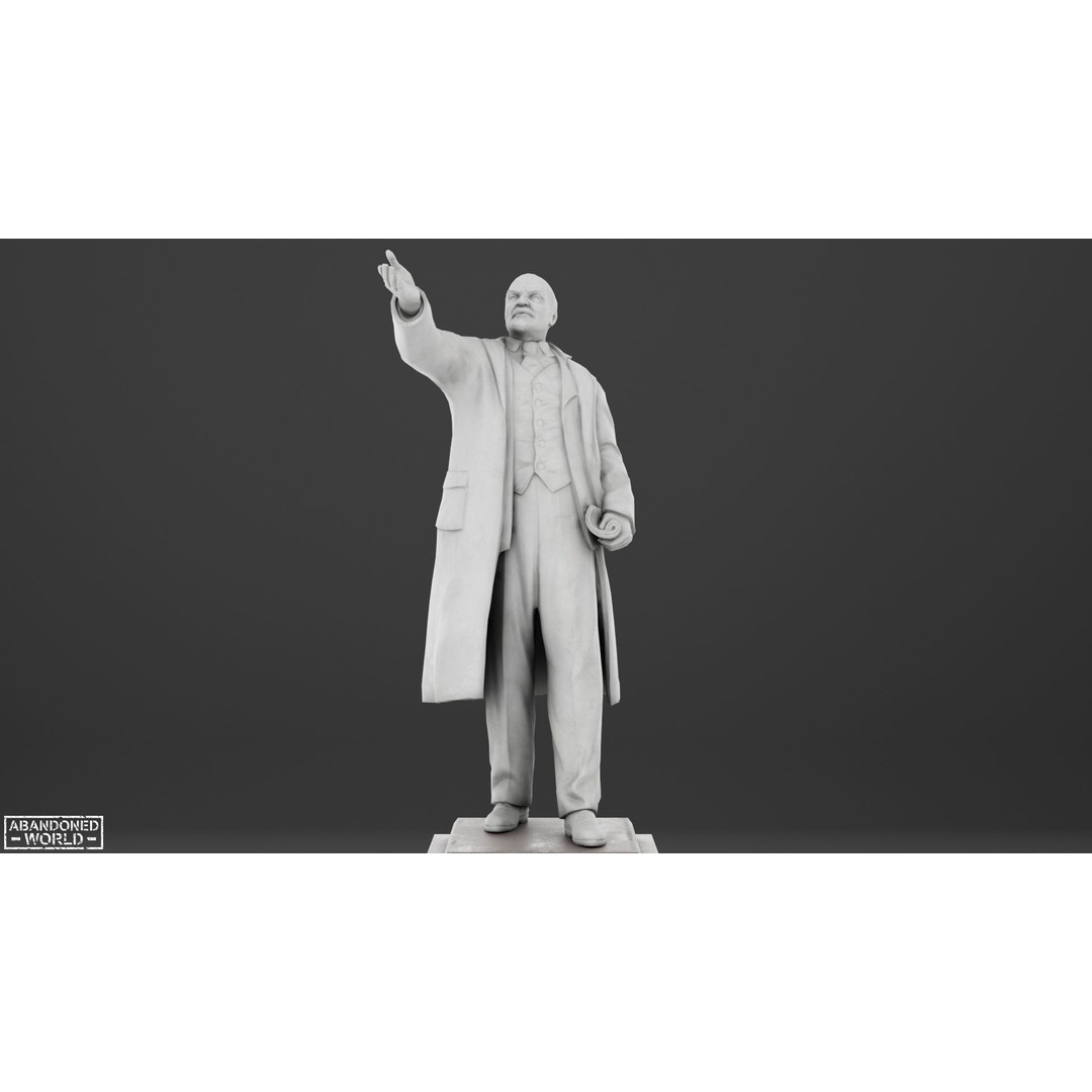 Lenin Statue 3D Model – Low Poly Game Ready PBR Asset for Unity - View 6