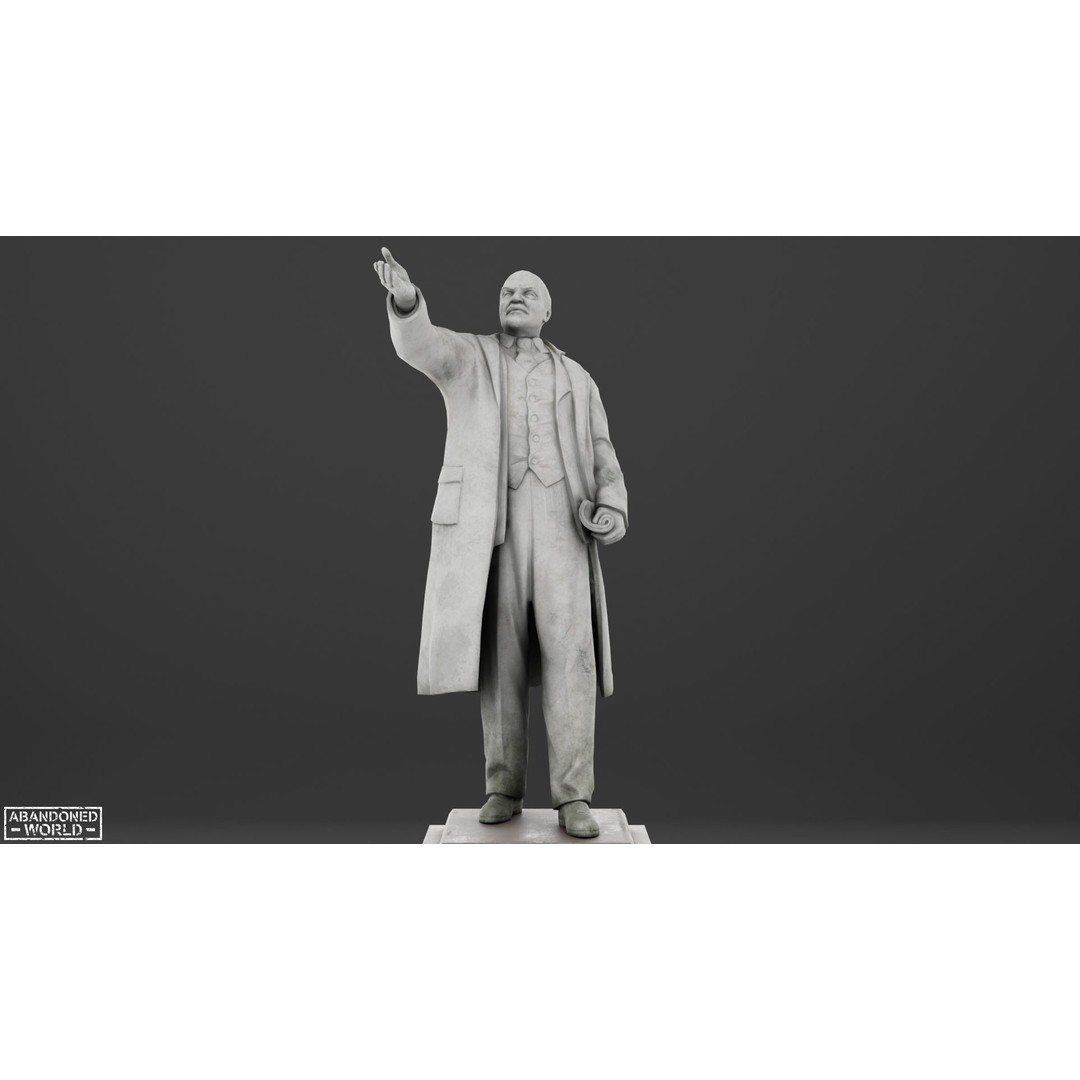 Lenin Statue 3D Model – Low Poly Game Ready PBR Asset for Unity - View 7
