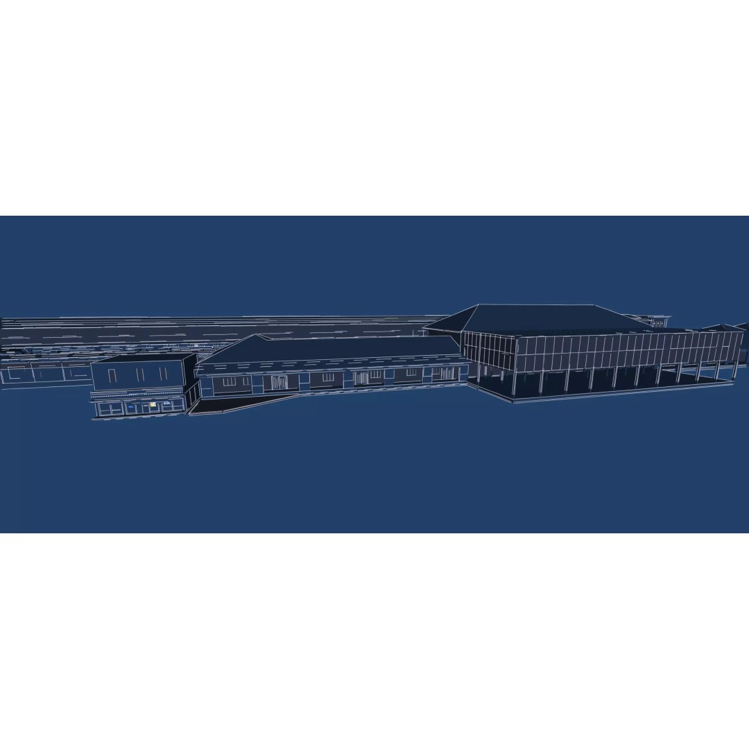 Fictional Train Station 3D Model – Modern Electric Trains, Lumion Ready