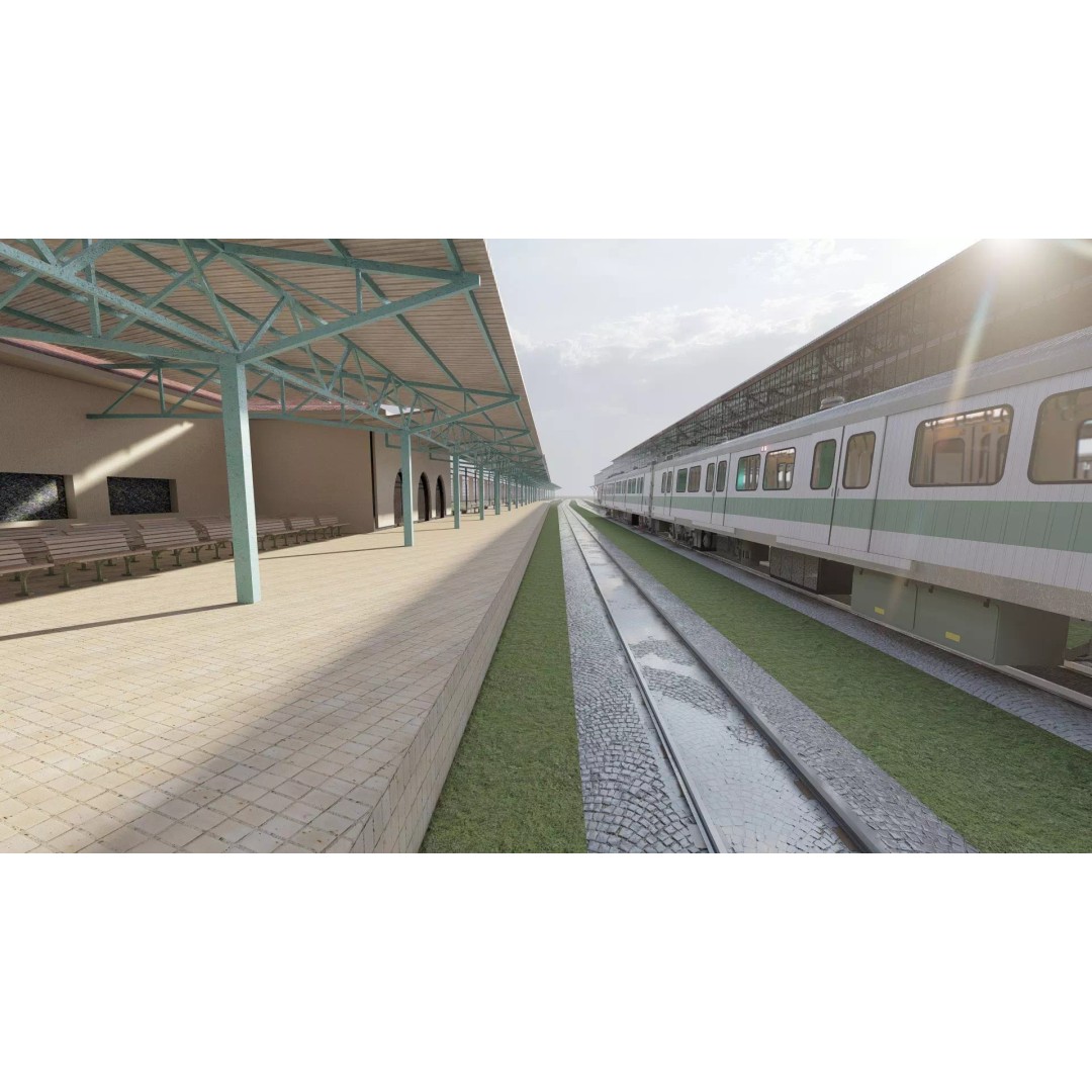 Fictional Train Station 3D Model – Modern Electric Trains, Lumion Ready - View 15