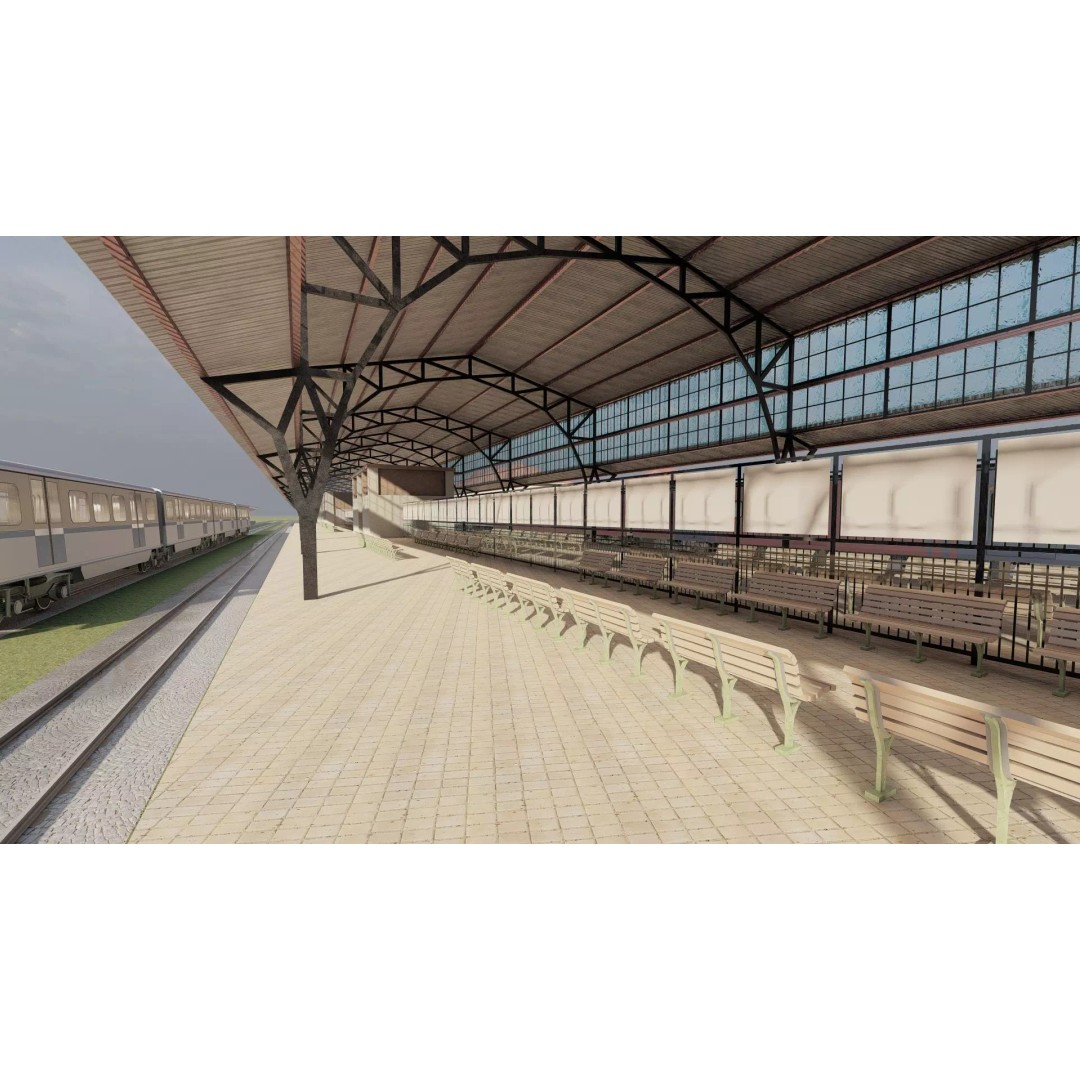 Fictional Train Station 3D Model – Modern Electric Trains, Lumion Ready - View 24