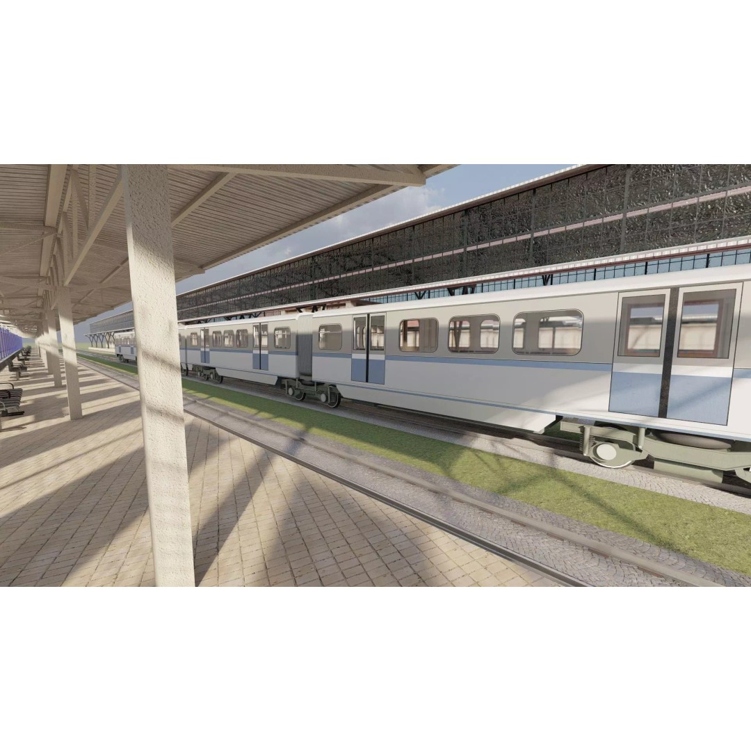 Fictional Train Station 3D Model – Modern Electric Trains, Lumion Ready - View 26
