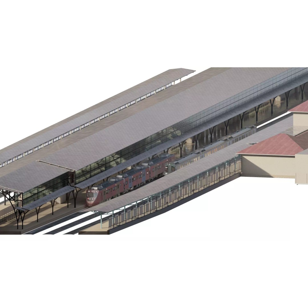 Fictional Train Station 3D Model – Modern Electric Trains, Lumion Ready - View 3