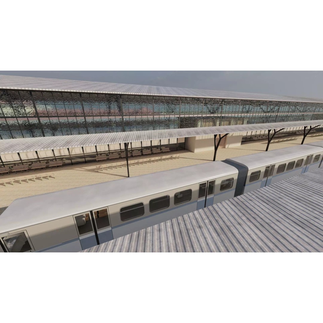 Fictional Train Station 3D Model – Modern Electric Trains, Lumion Ready - View 32