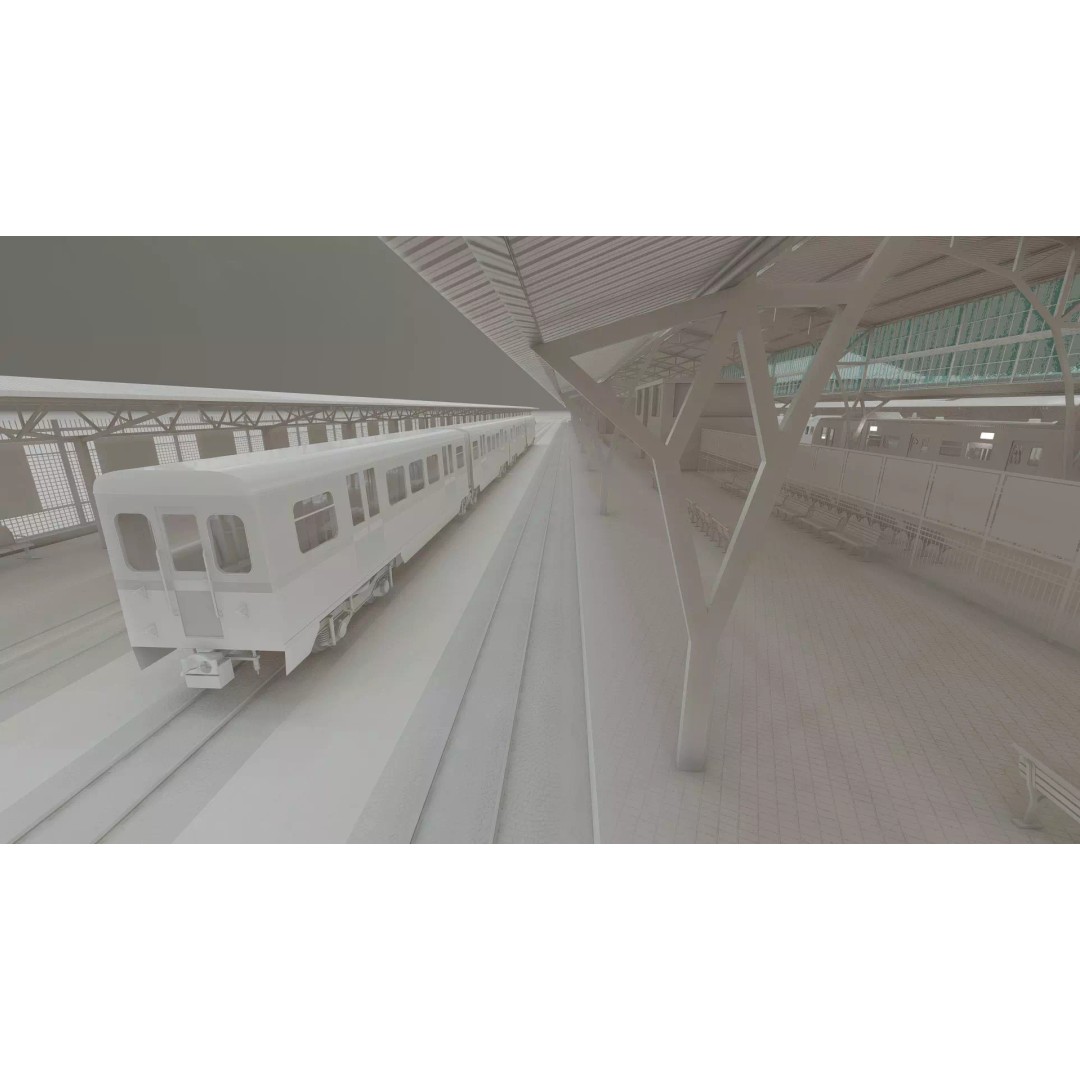 Fictional Train Station 3D Model – Modern Electric Trains, Lumion Ready - View 51