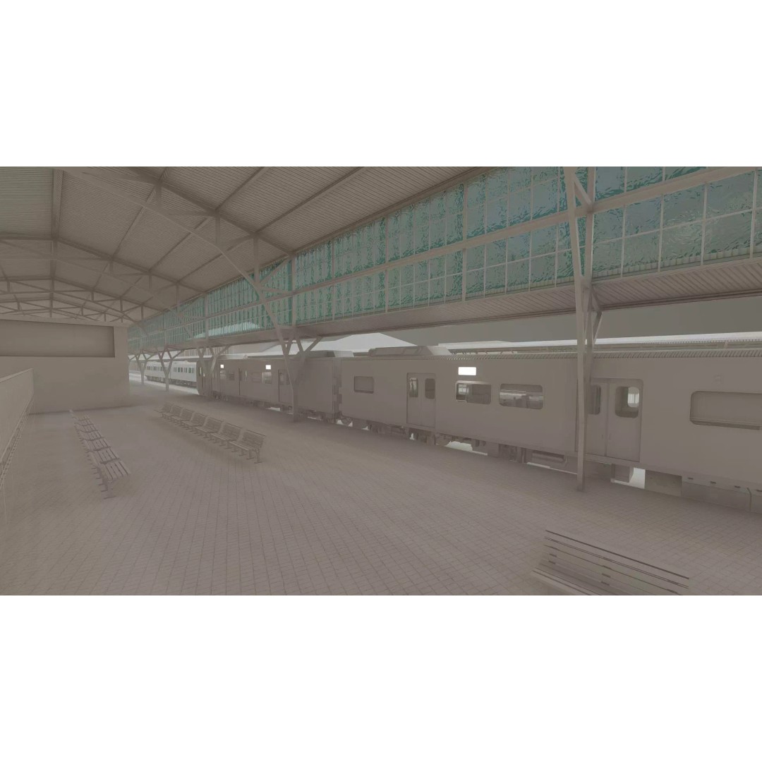 Fictional Train Station 3D Model – Modern Electric Trains, Lumion Ready - View 53