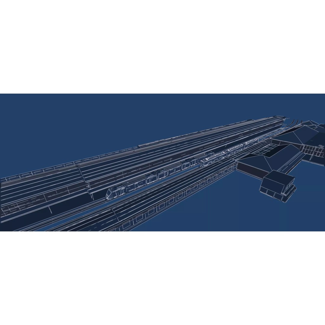 Fictional Train Station 3D Model – Modern Electric Trains, Lumion Ready - View 58