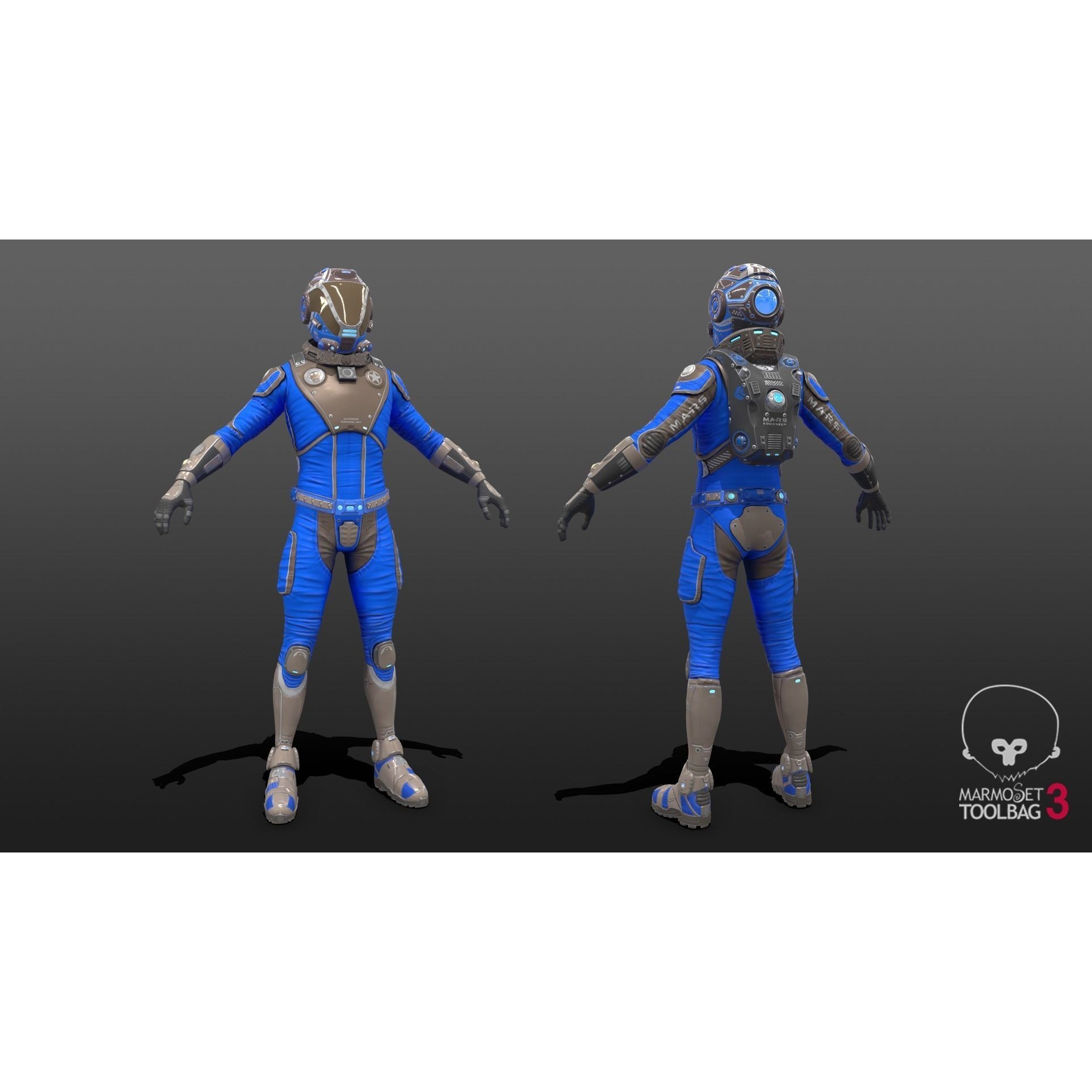 Mars Suit - Low-Poly Game-Ready 3D Model - View 11