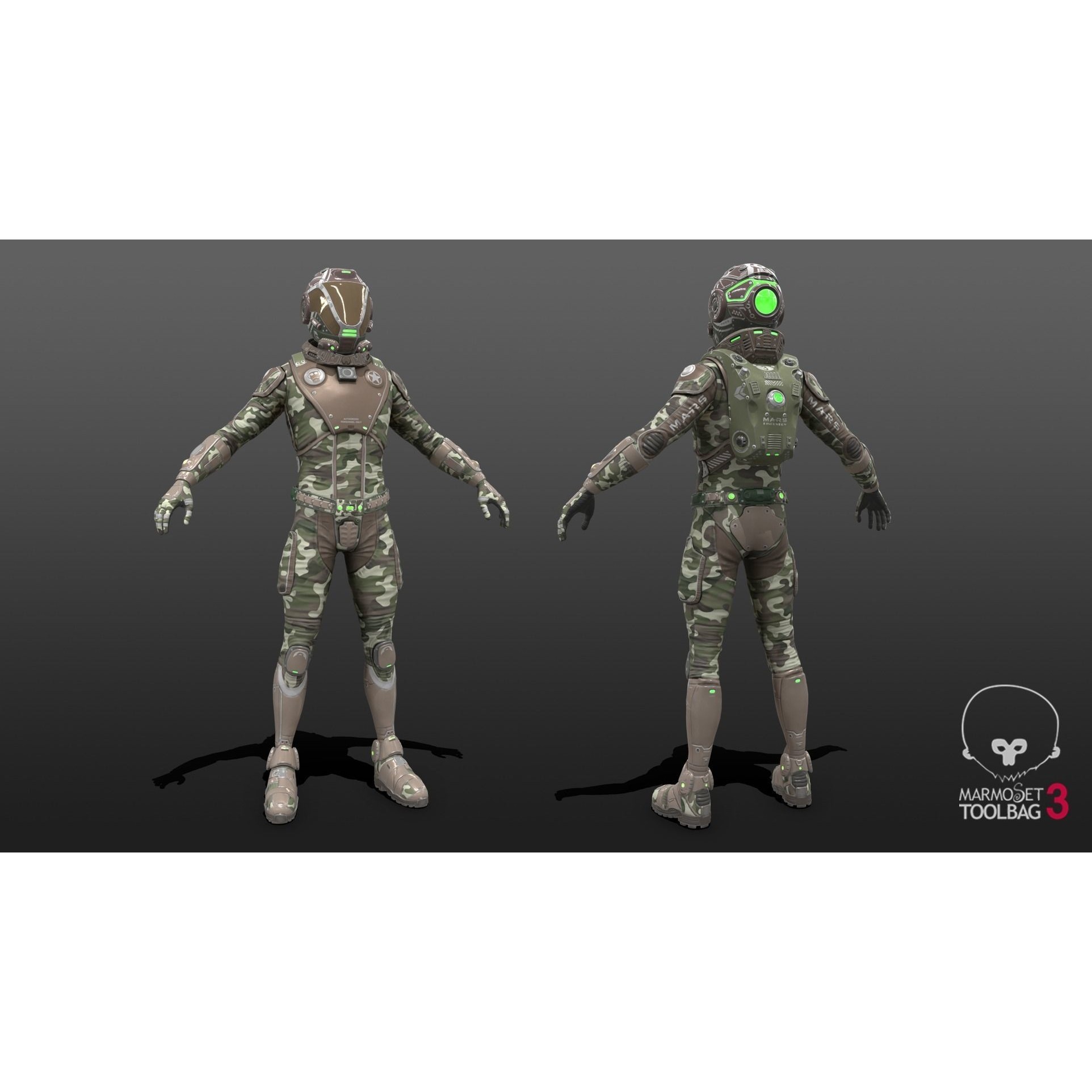 Mars Suit - Low-Poly Game-Ready 3D Model - View 12