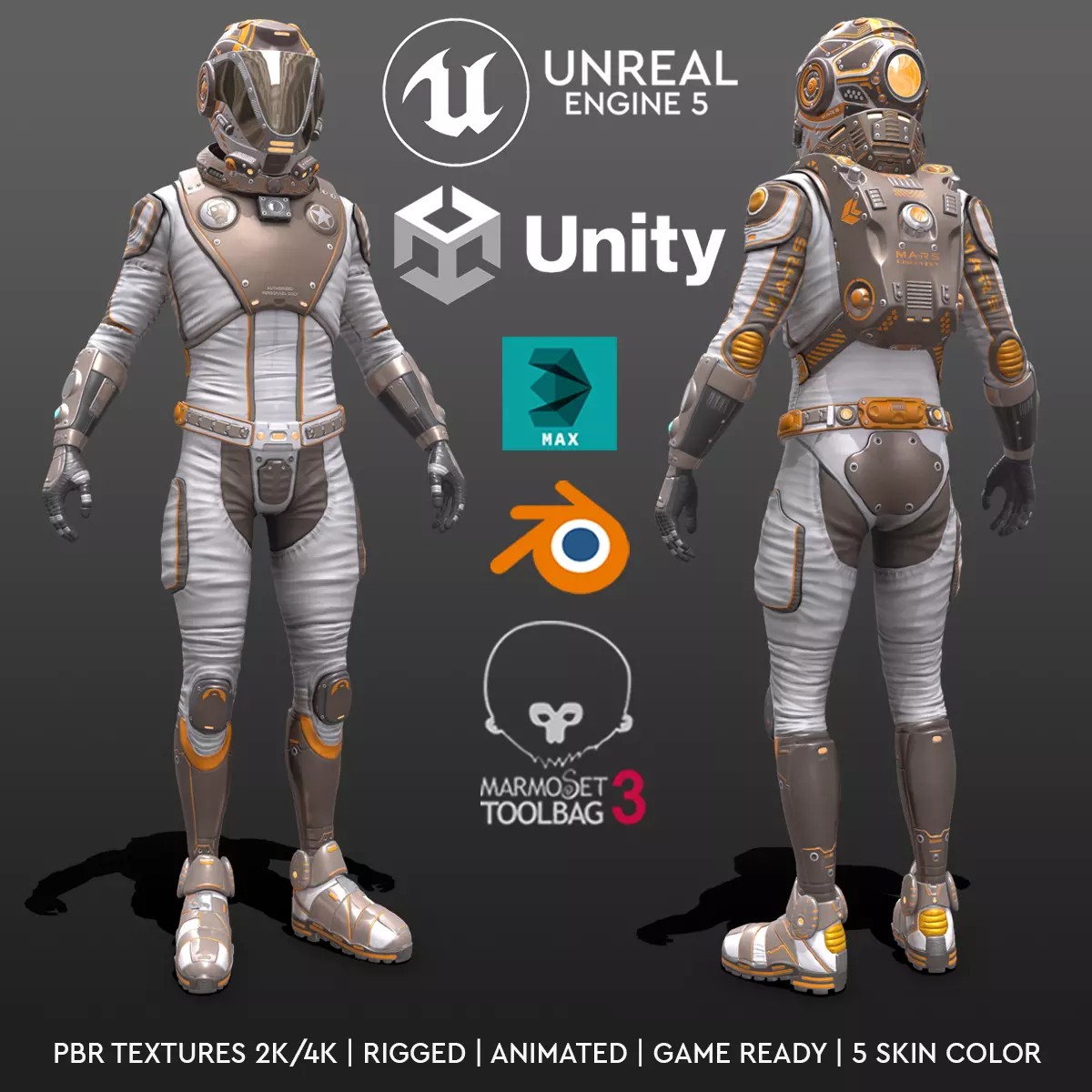 Mars Suit - Low-Poly Game-Ready 3D Model - View 2
