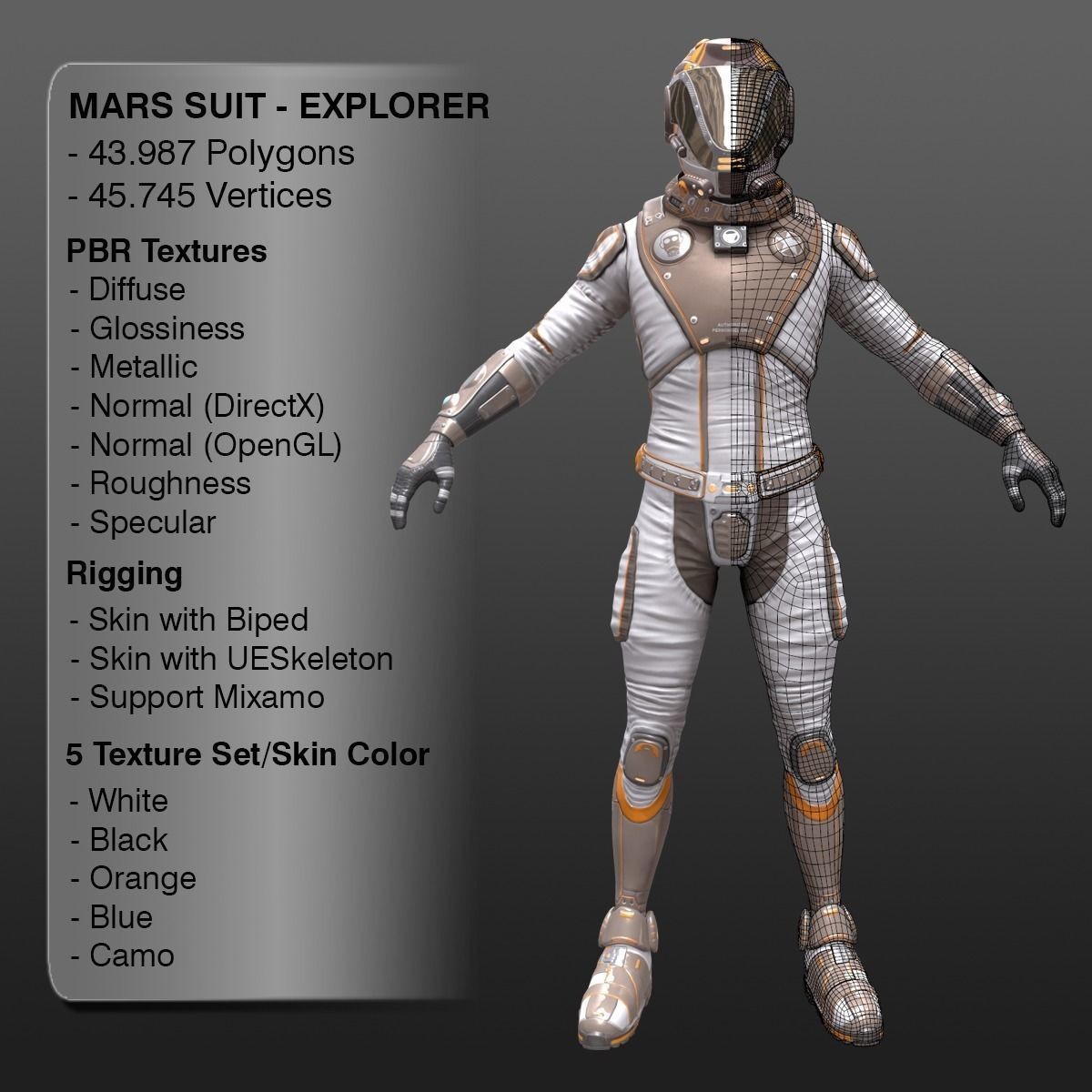 Mars Suit - Low-Poly Game-Ready 3D Model - View 3