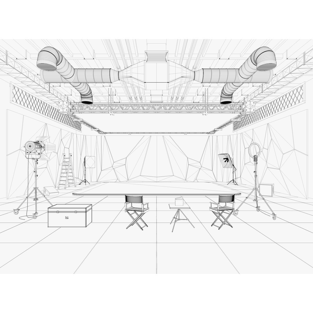 Hangar Studio 3D Model – Industrial Photography Scene, FBX & Blender - View 10