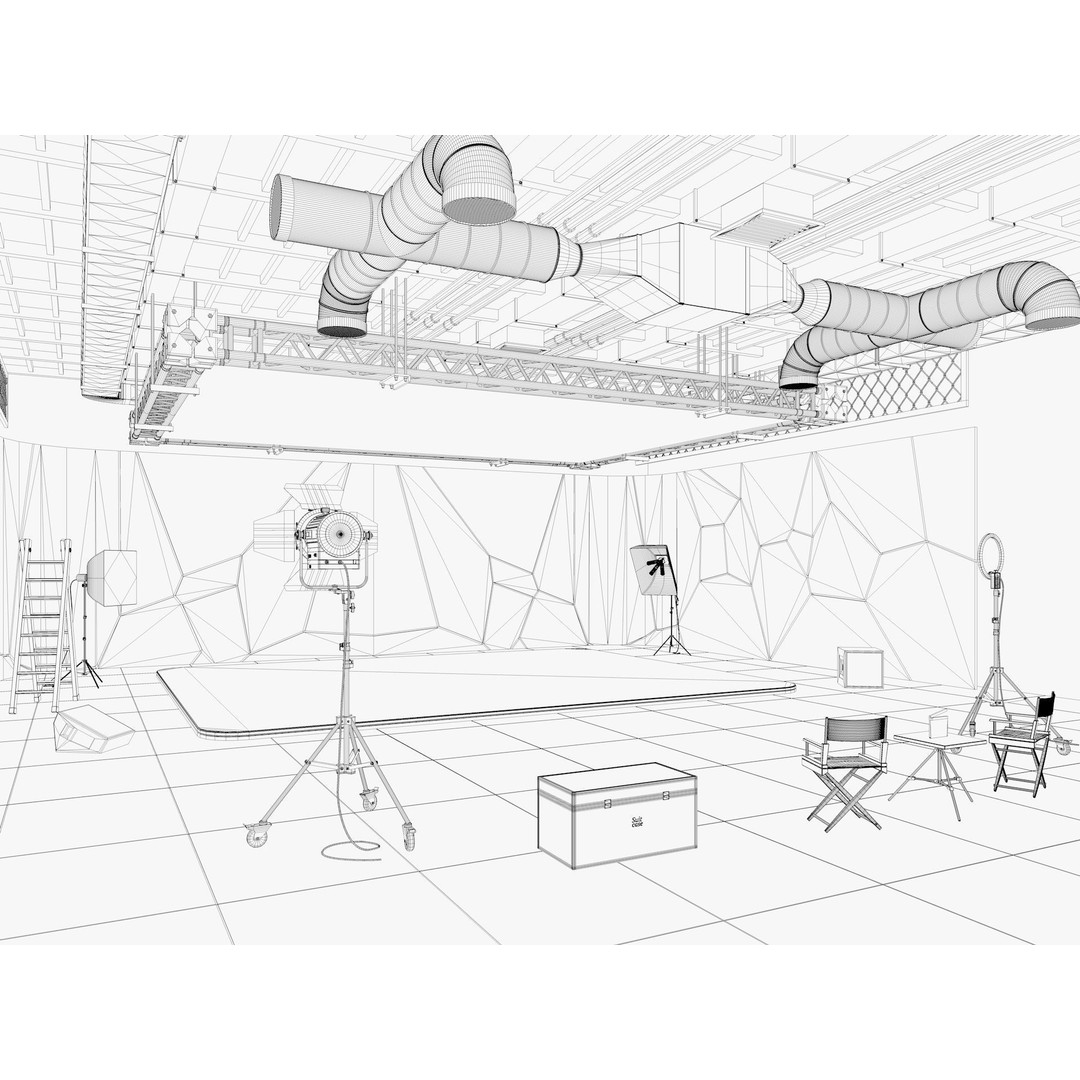 Hangar Studio 3D Model – Industrial Photography Scene, FBX & Blender - View 11