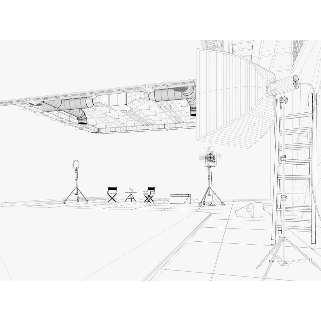 Hangar Studio 3D Model – Industrial Photography Scene, FBX & Blender - View 13