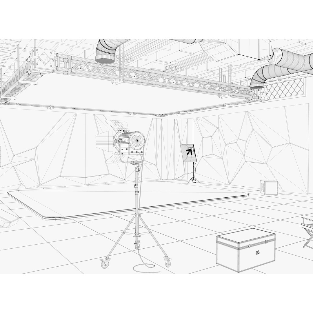 Hangar Studio 3D Model – Industrial Photography Scene, FBX & Blender - View 16
