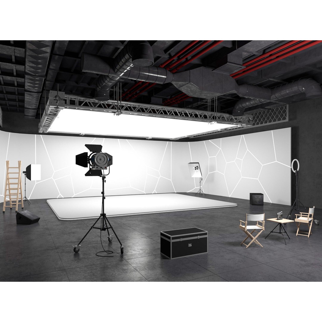 Hangar Studio 3D Model – Industrial Photography Scene, FBX & Blender - View 3