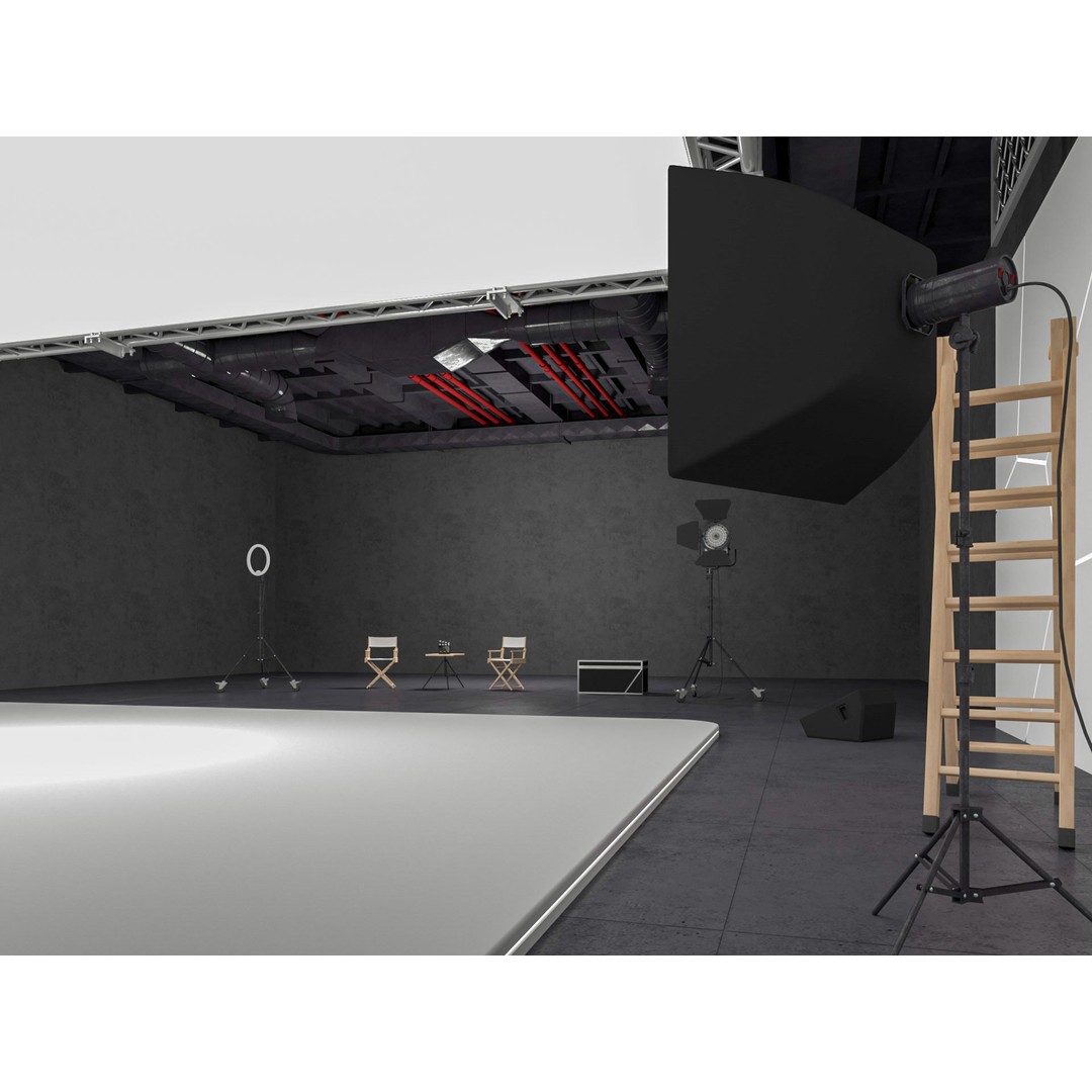 Hangar Studio 3D Model – Industrial Photography Scene, FBX & Blender - View 5