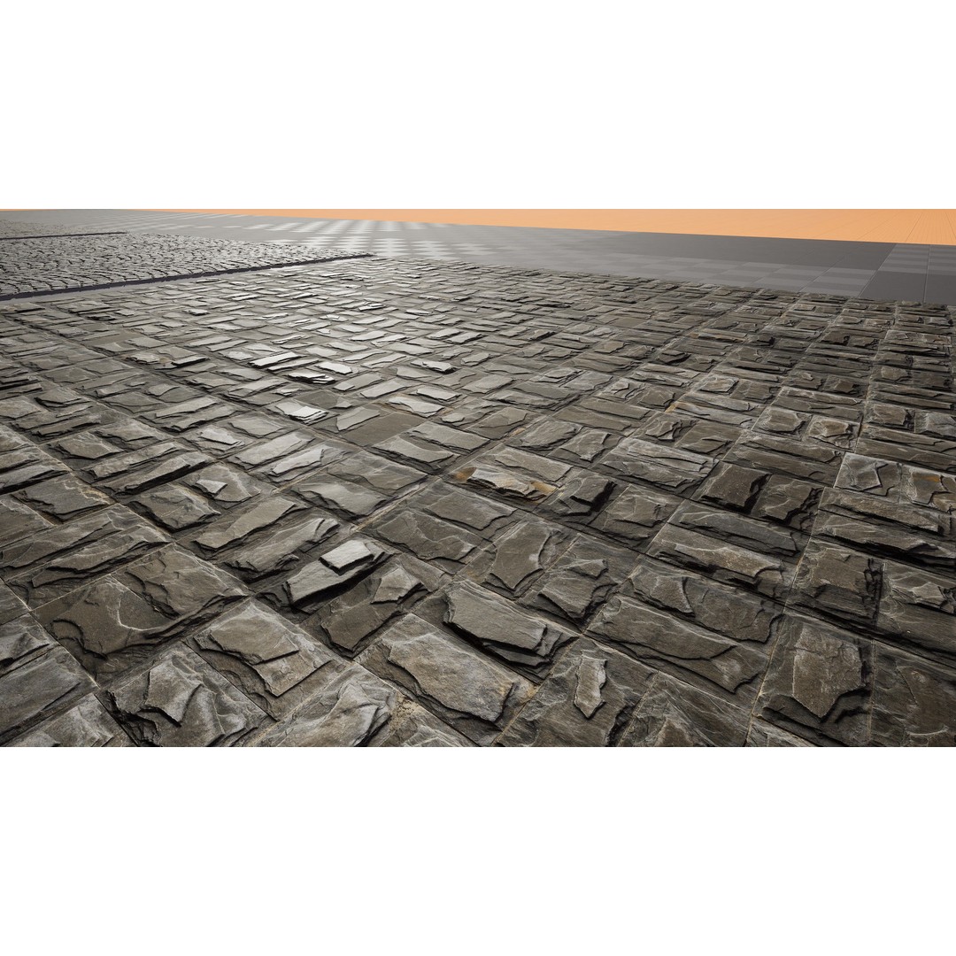 Paving Materials 3D Model – Low Poly PBR Textures with Snow and Puddles - View 10