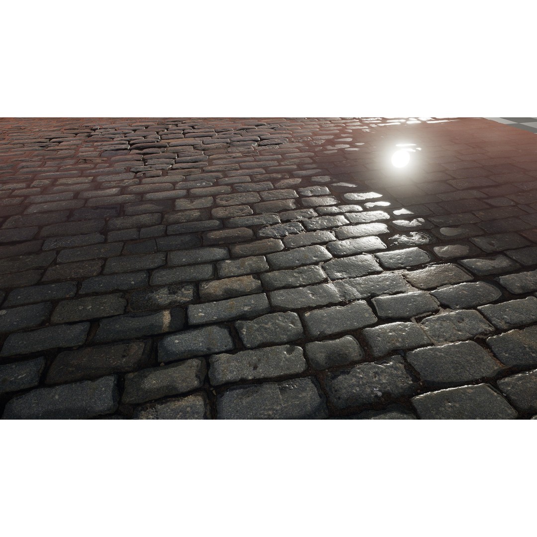 Paving Materials 3D Model – Low Poly PBR Textures with Snow and Puddles - View 13