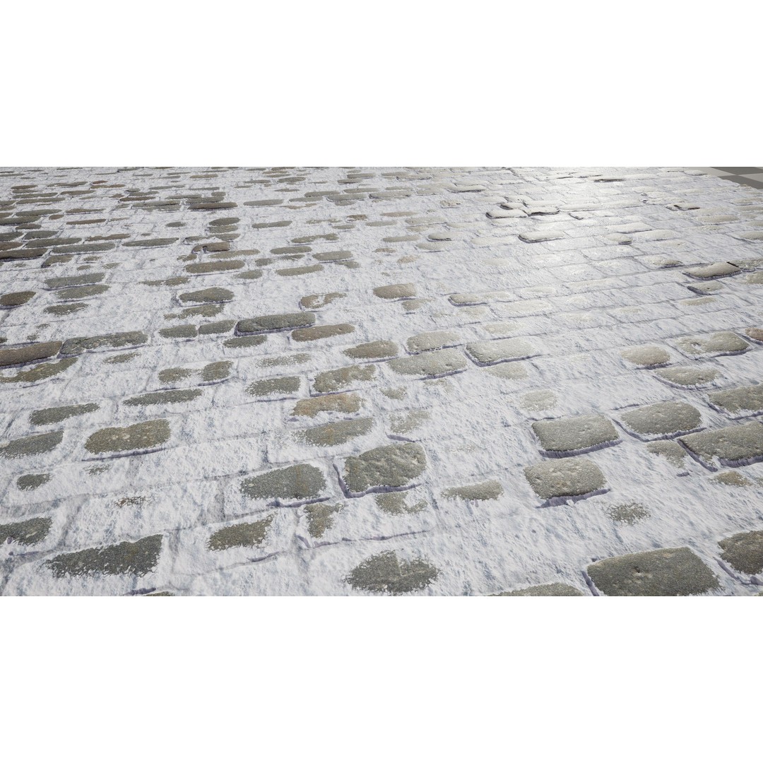 Paving Materials 3D Model – Low Poly PBR Textures with Snow and Puddles - View 14