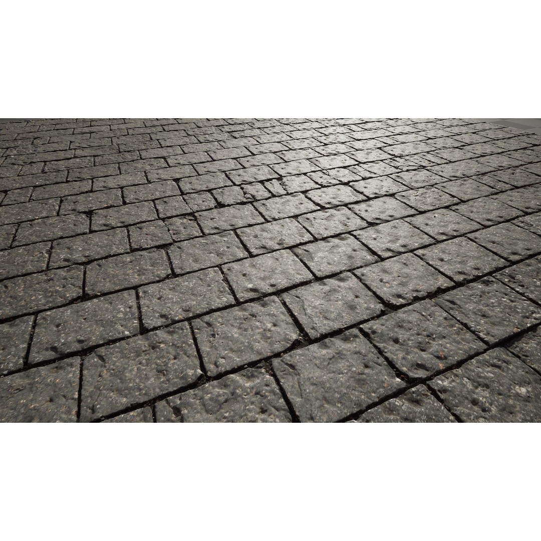 Paving Materials 3D Model – Low Poly PBR Textures with Snow and Puddles - View 15