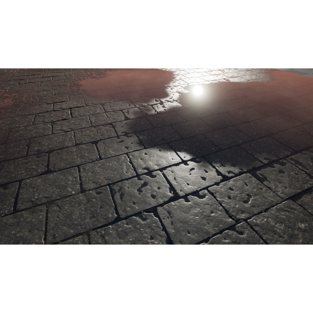 Paving Materials 3D Model – Low Poly PBR Textures with Snow and Puddles - View 16