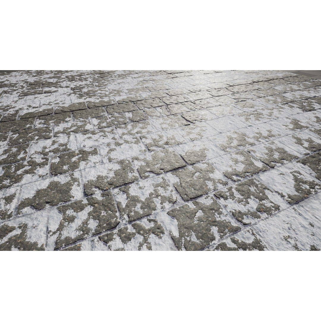 Paving Materials 3D Model – Low Poly PBR Textures with Snow and Puddles - View 17