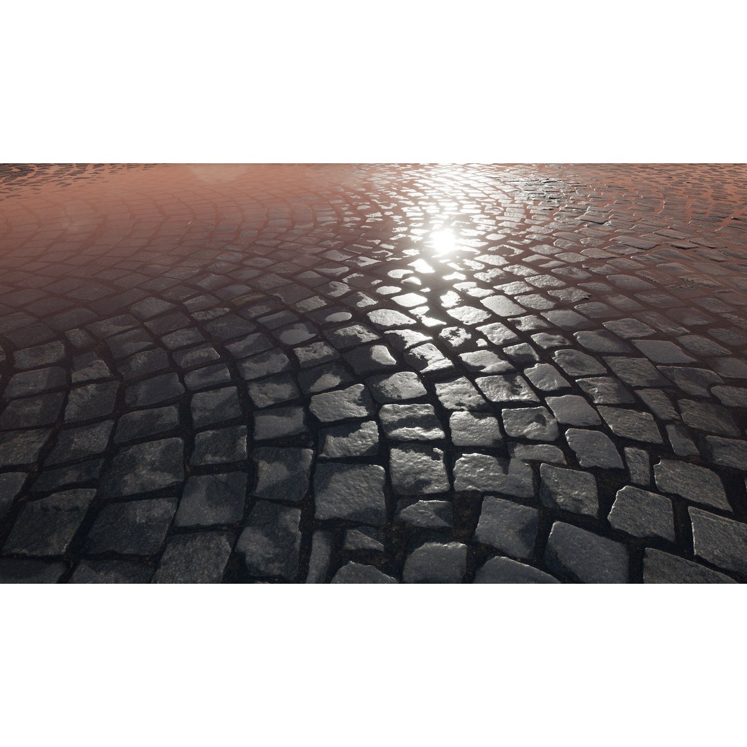 Paving Materials 3D Model – Low Poly PBR Textures with Snow and Puddles - View 19