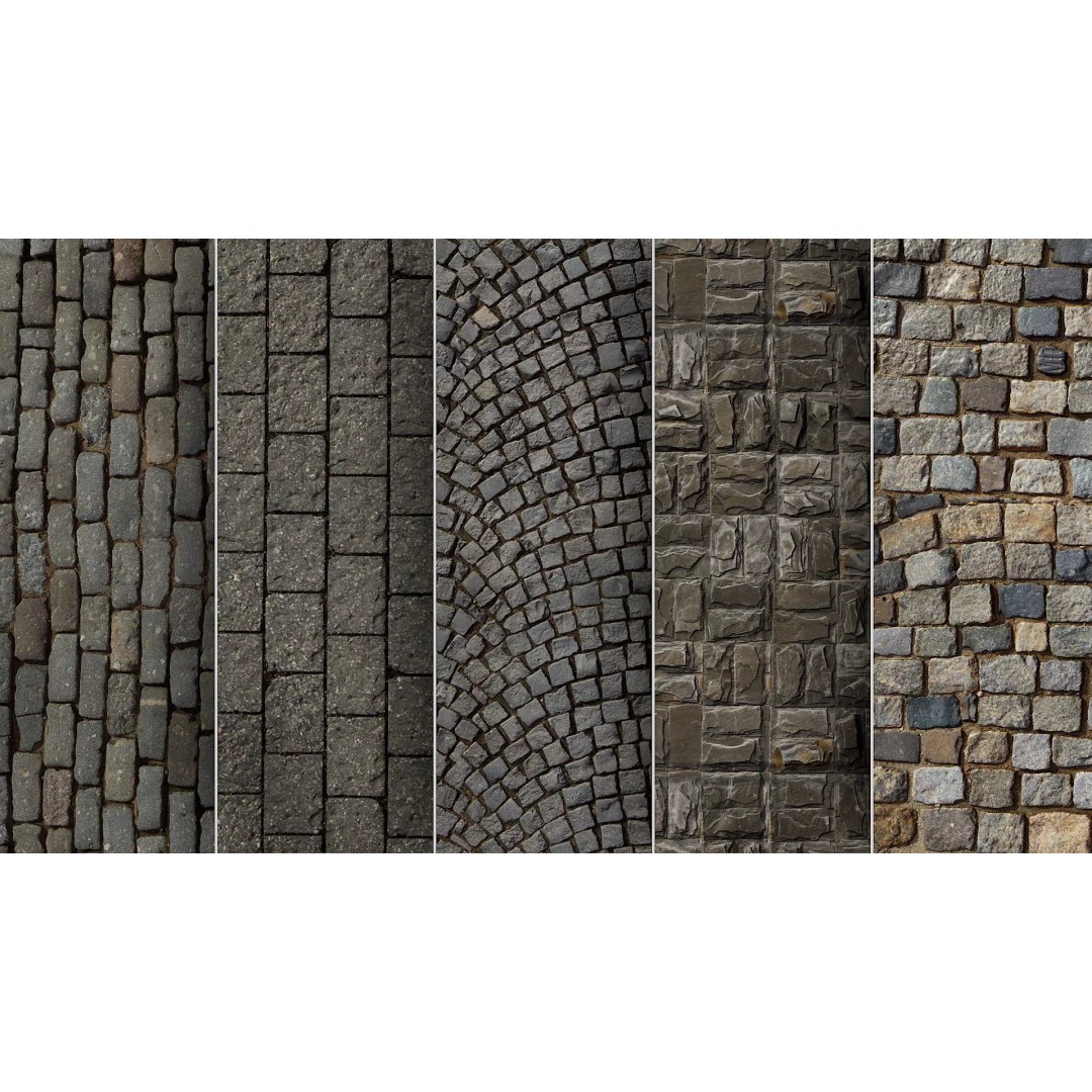 Paving Materials 3D Model – Low Poly PBR Textures with Snow and Puddles - View 2