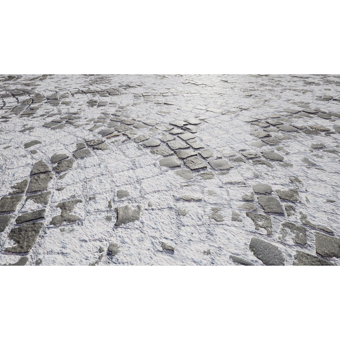 Paving Materials 3D Model – Low Poly PBR Textures with Snow and Puddles - View 20