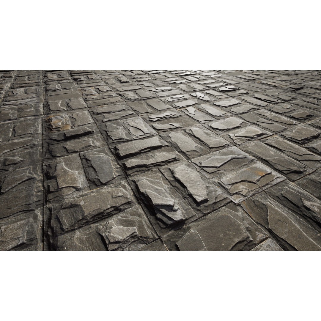 Paving Materials 3D Model – Low Poly PBR Textures with Snow and Puddles - View 21