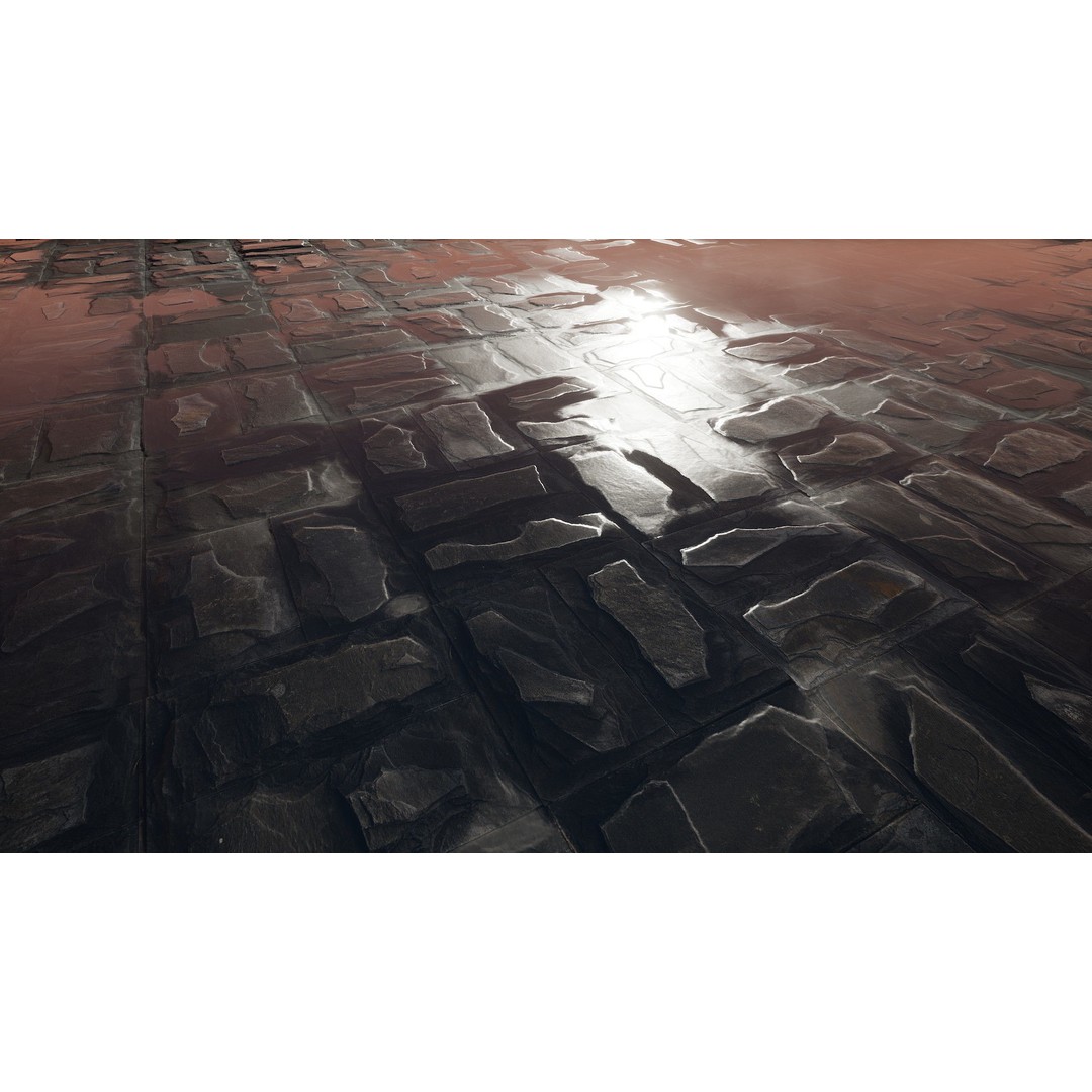 Paving Materials 3D Model – Low Poly PBR Textures with Snow and Puddles - View 22