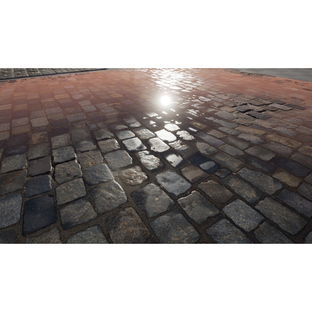 Paving Materials 3D Model – Low Poly PBR Textures with Snow and Puddles - View 25