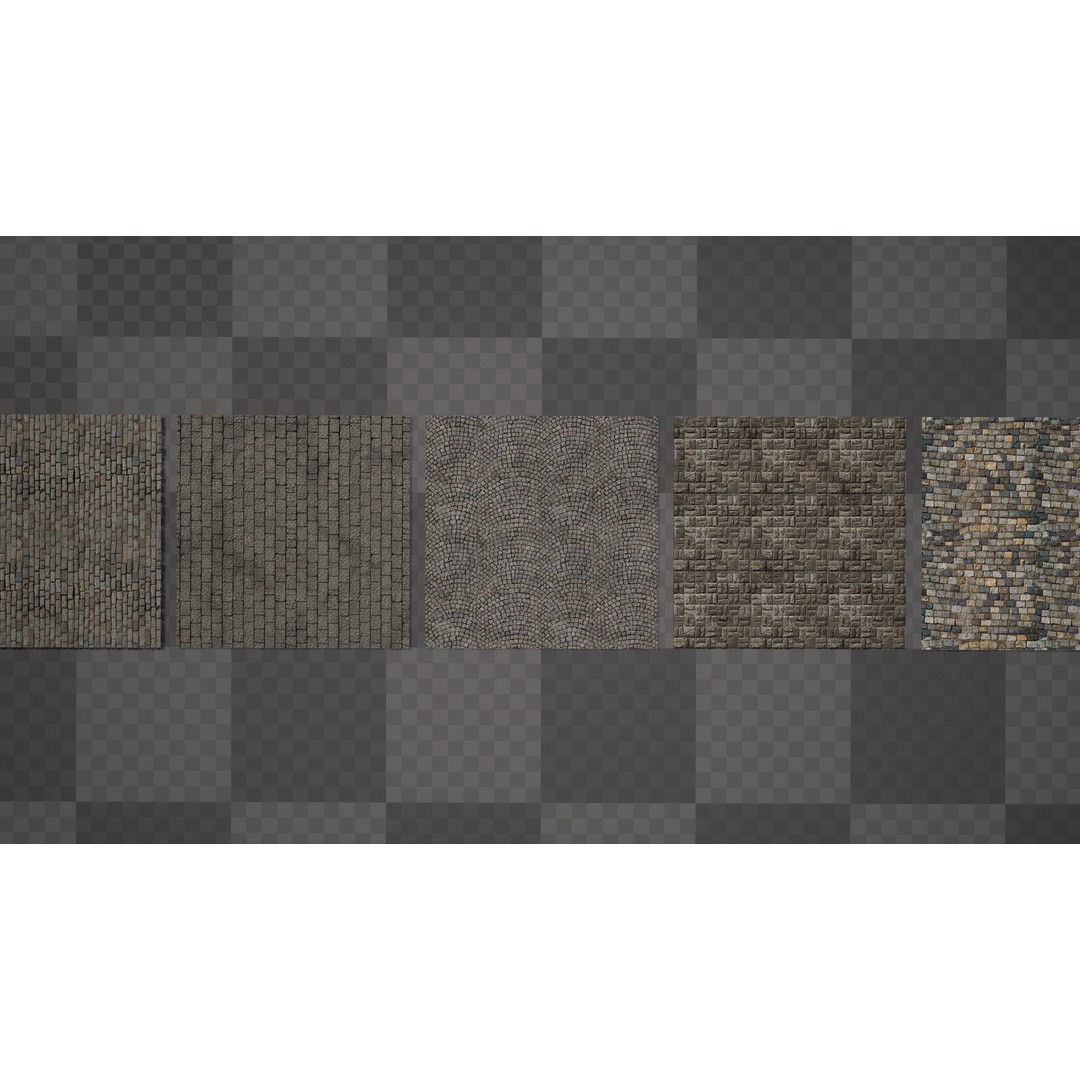 Paving Materials 3D Model – Low Poly PBR Textures with Snow and Puddles - View 6